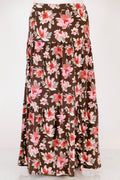 Charming Blooms Maxi Skirt, Brown Floral
