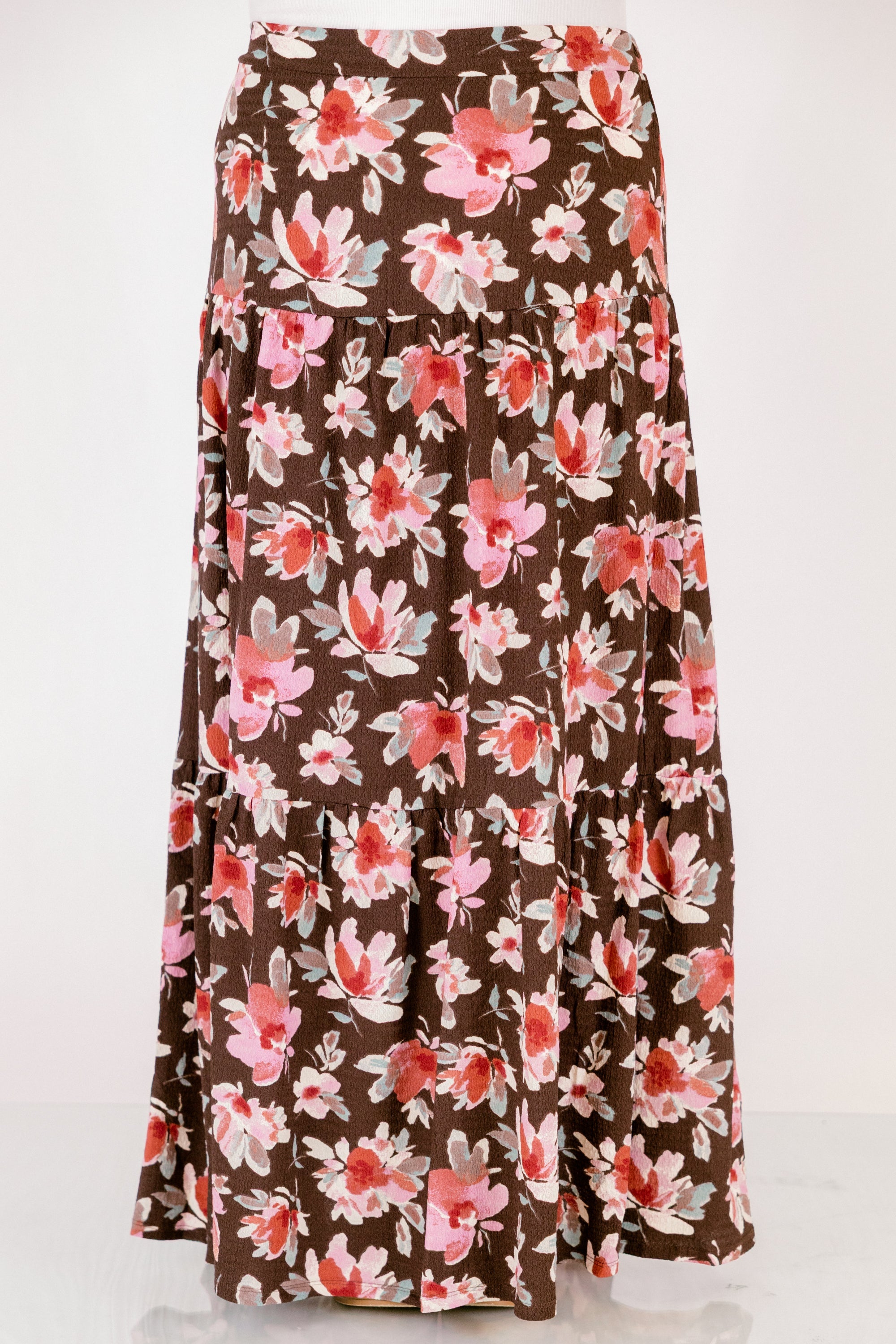 Charming Blooms Maxi Skirt, Brown Floral