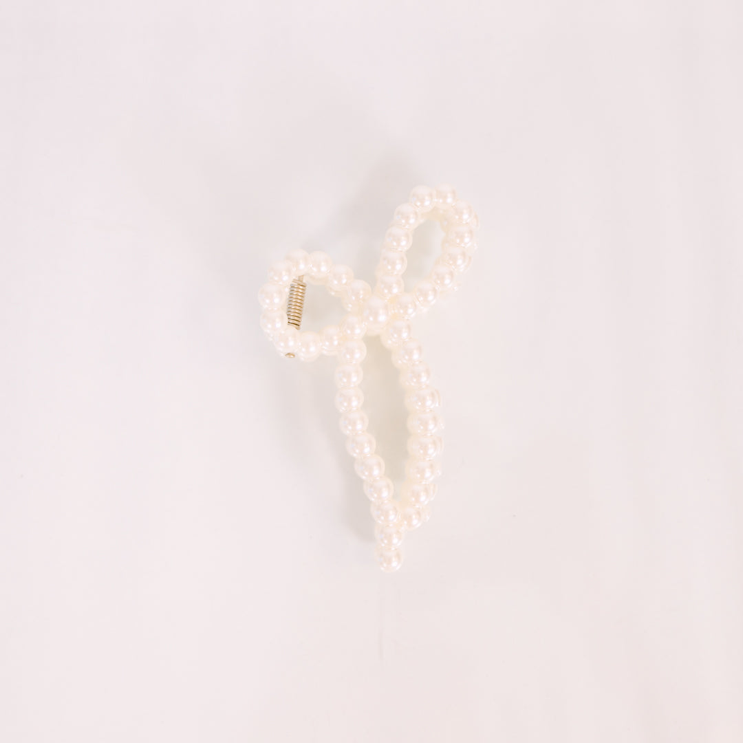 Clear My Mind Hair Clip, White Bow