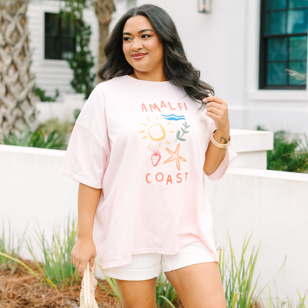 Coastal Girl Boyfriend Tee, Cream Pink
