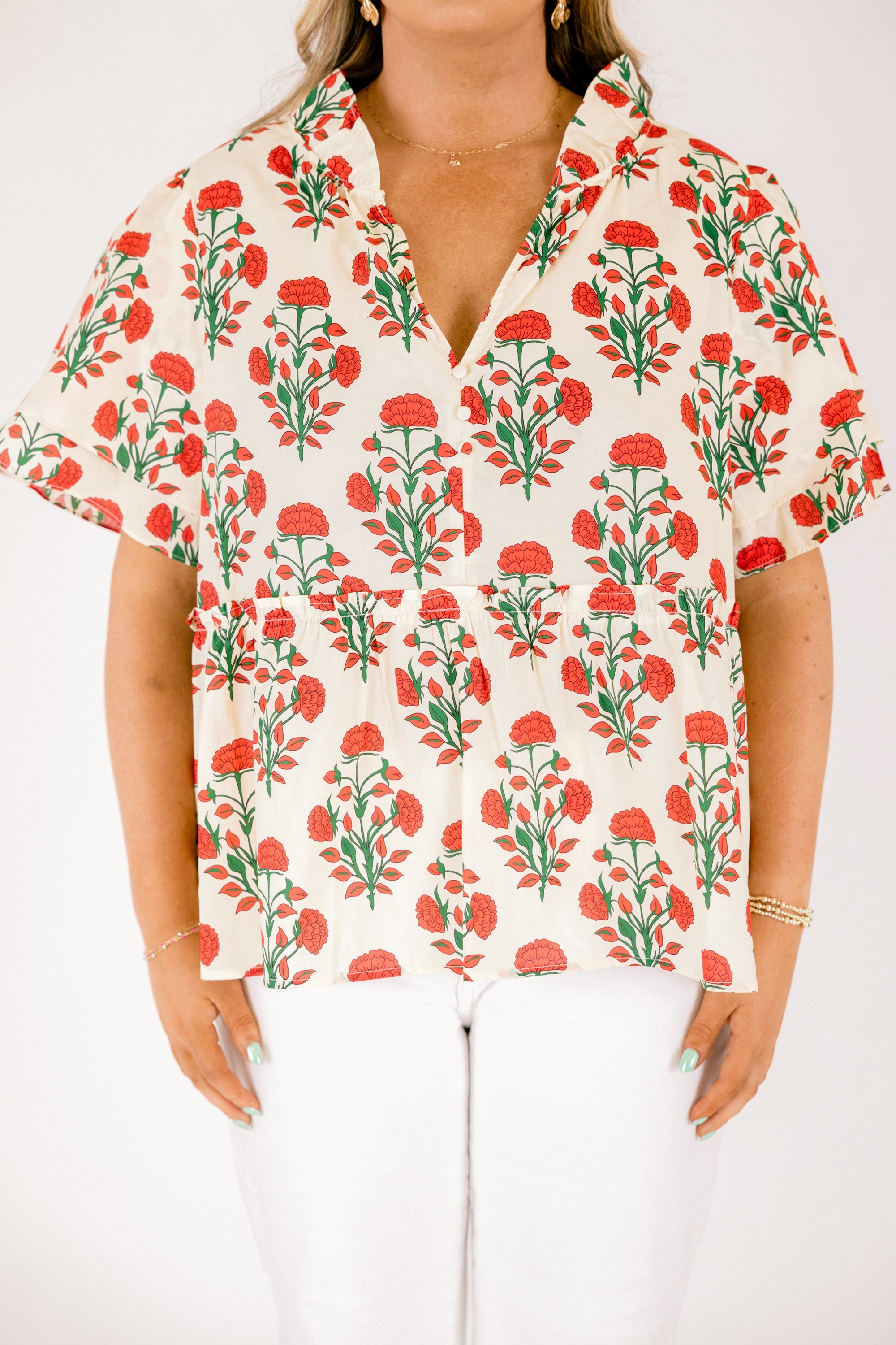 Coastal Love Top, Red Floral