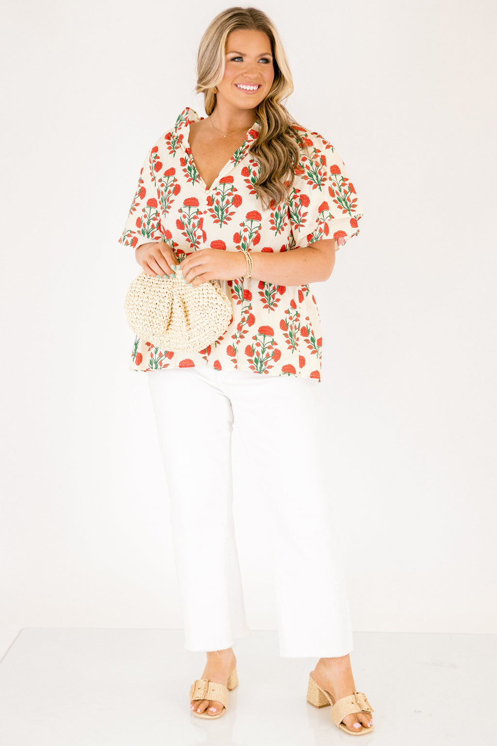 Coastal Love Top, Red Floral