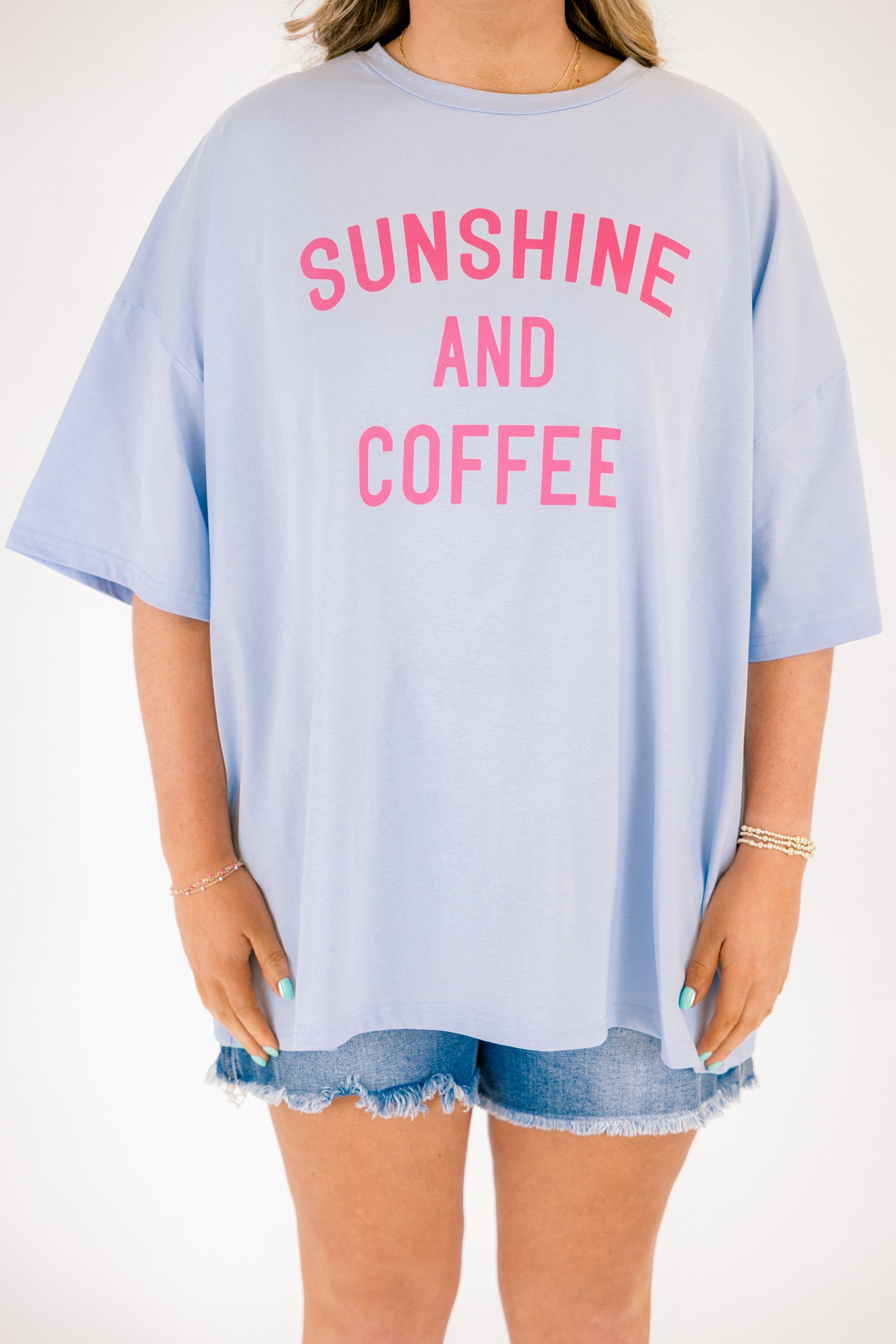 Coffee in the Sun Boyfriend Tee, Ash Blue