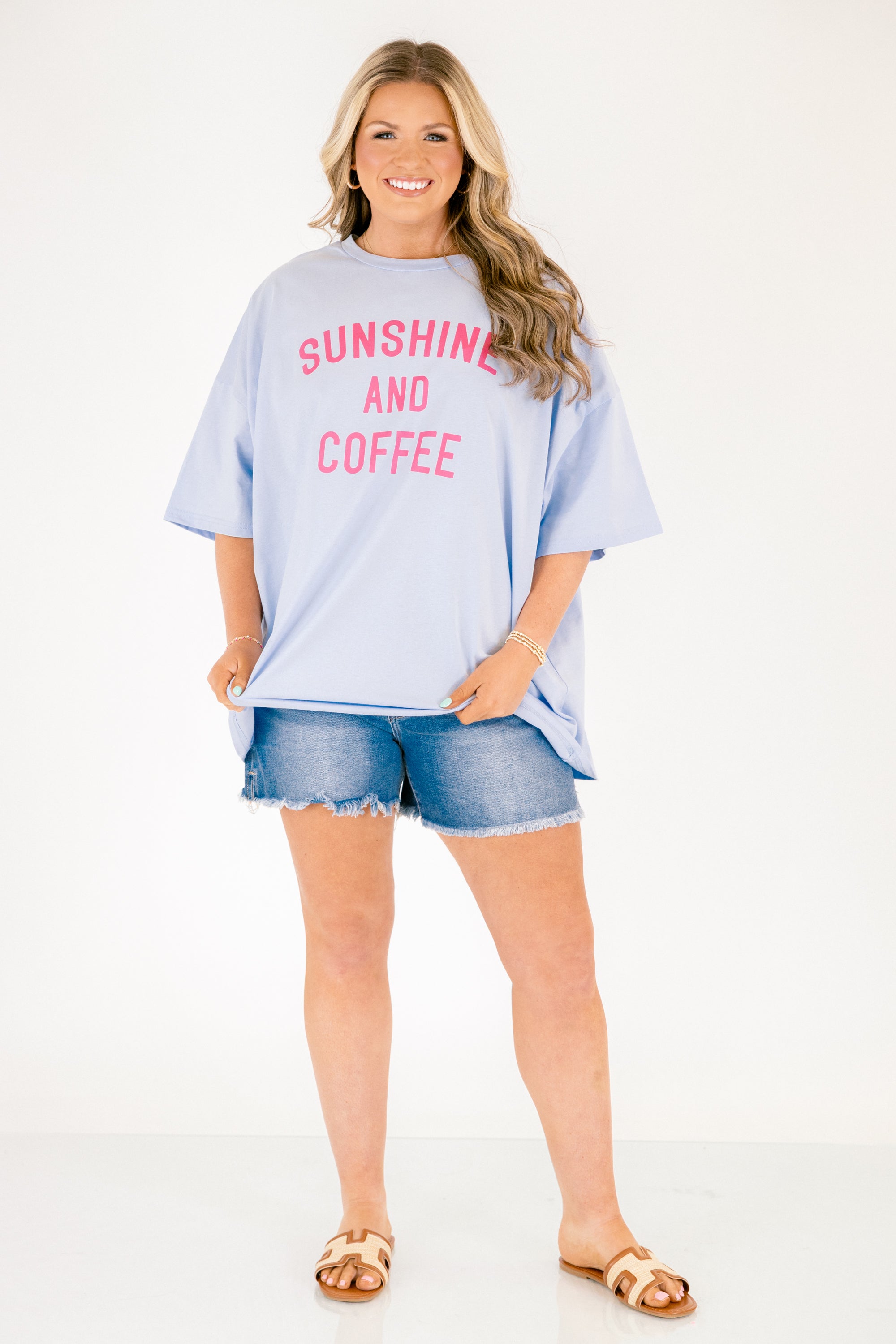 Coffee in the Sun Boyfriend Tee, Ash Blue
