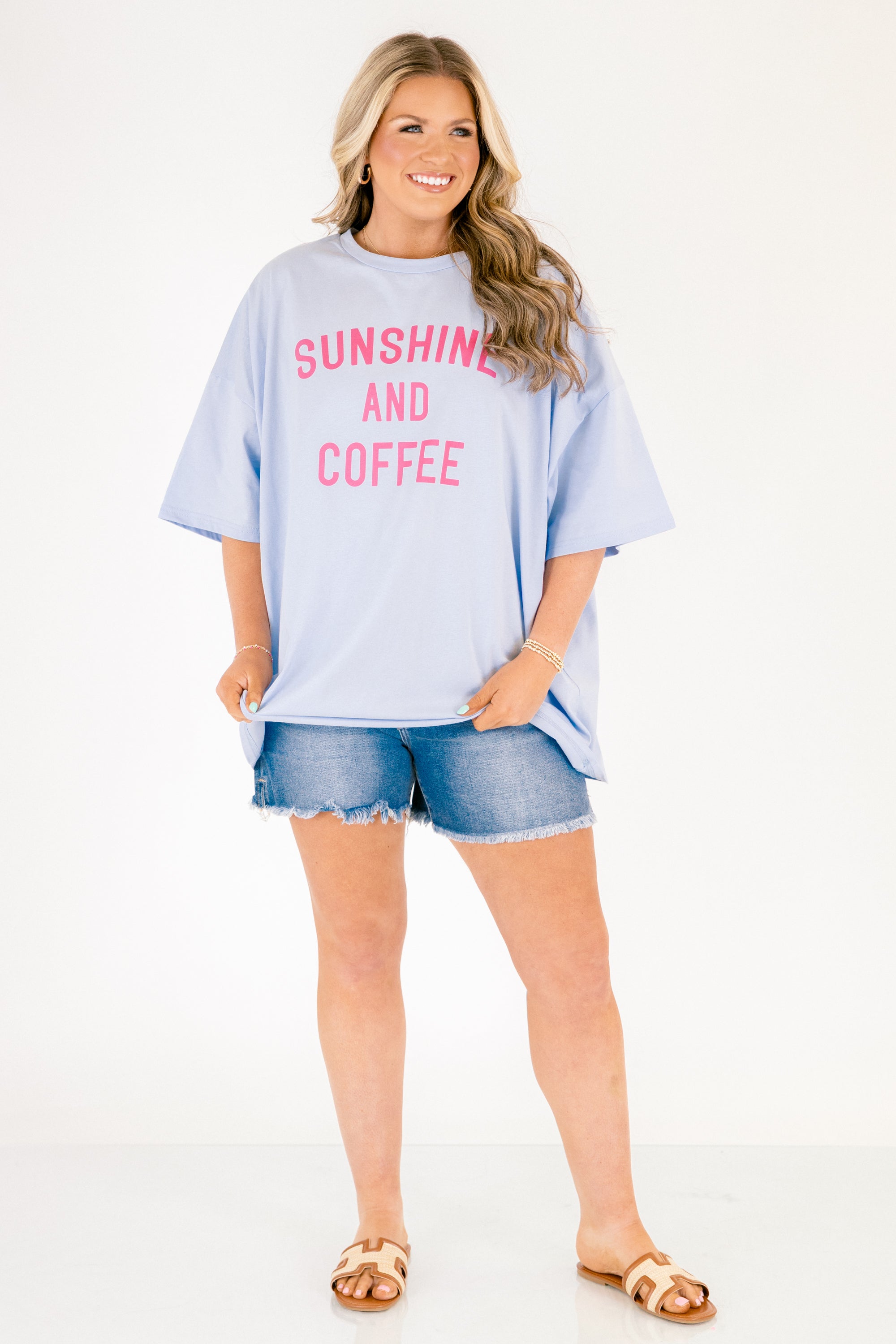 Coffee in the Sun Boyfriend Tee, Ash Blue