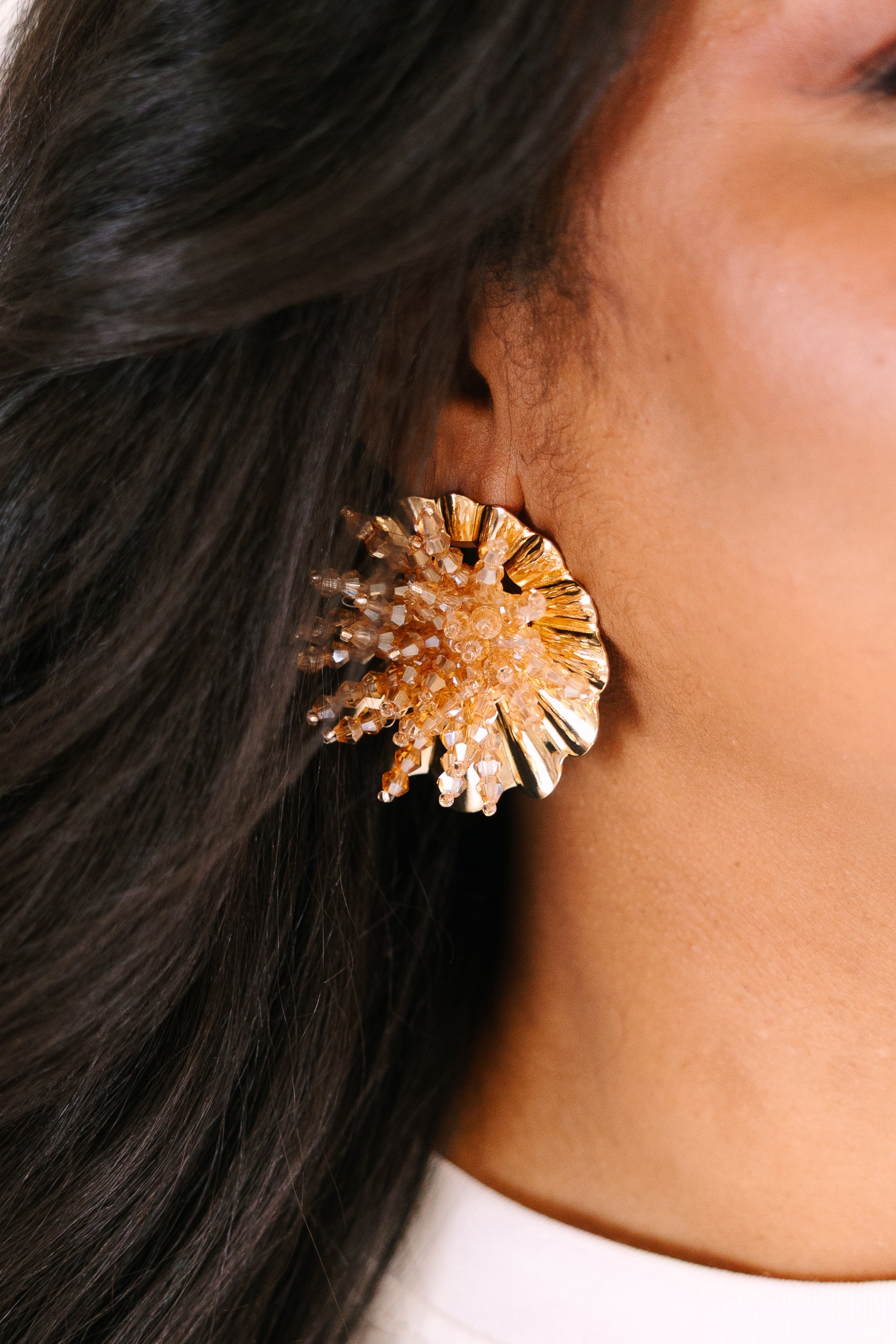 Coming Up Roses Earrings, Gold
