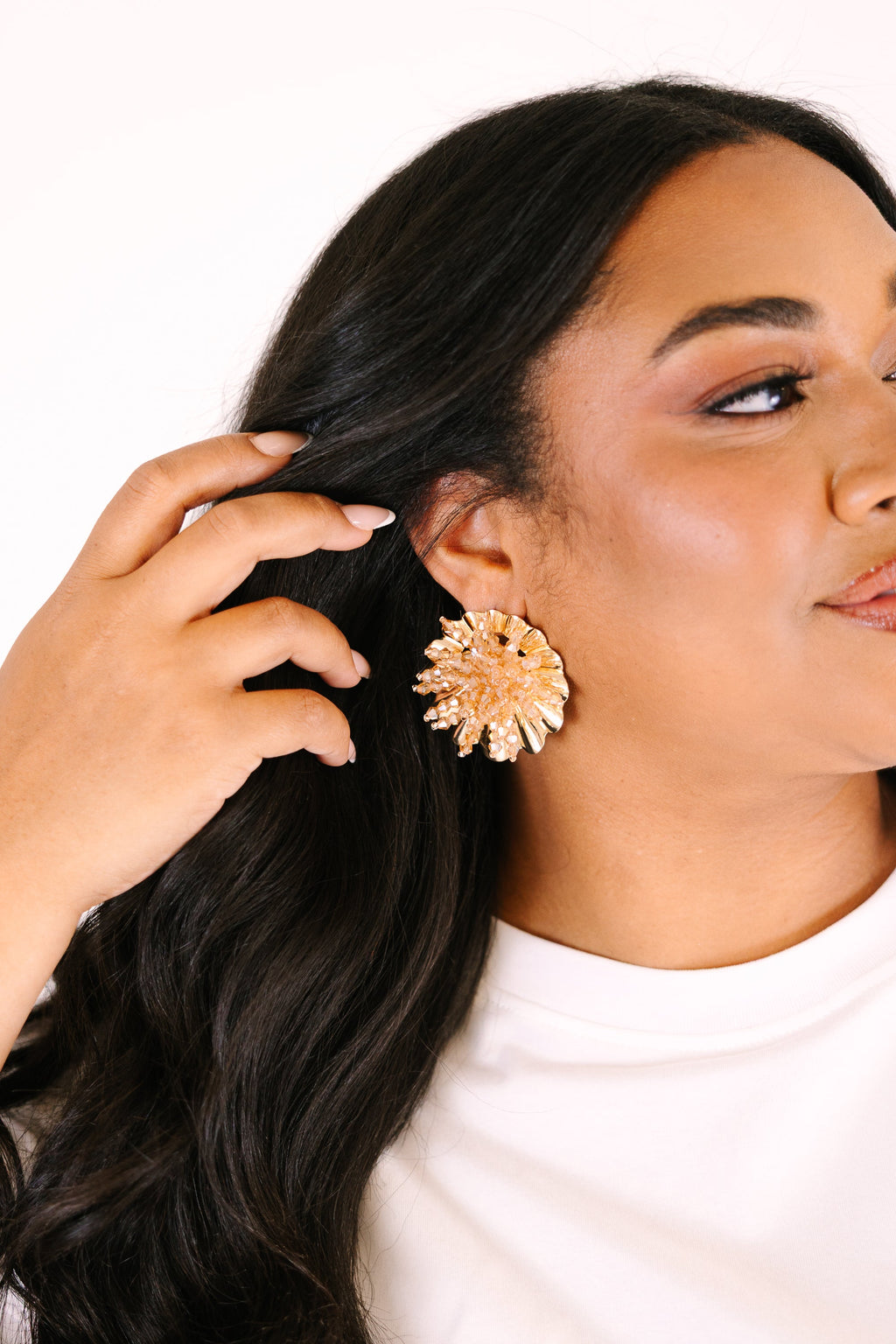 Coming Up Roses Earrings, Gold