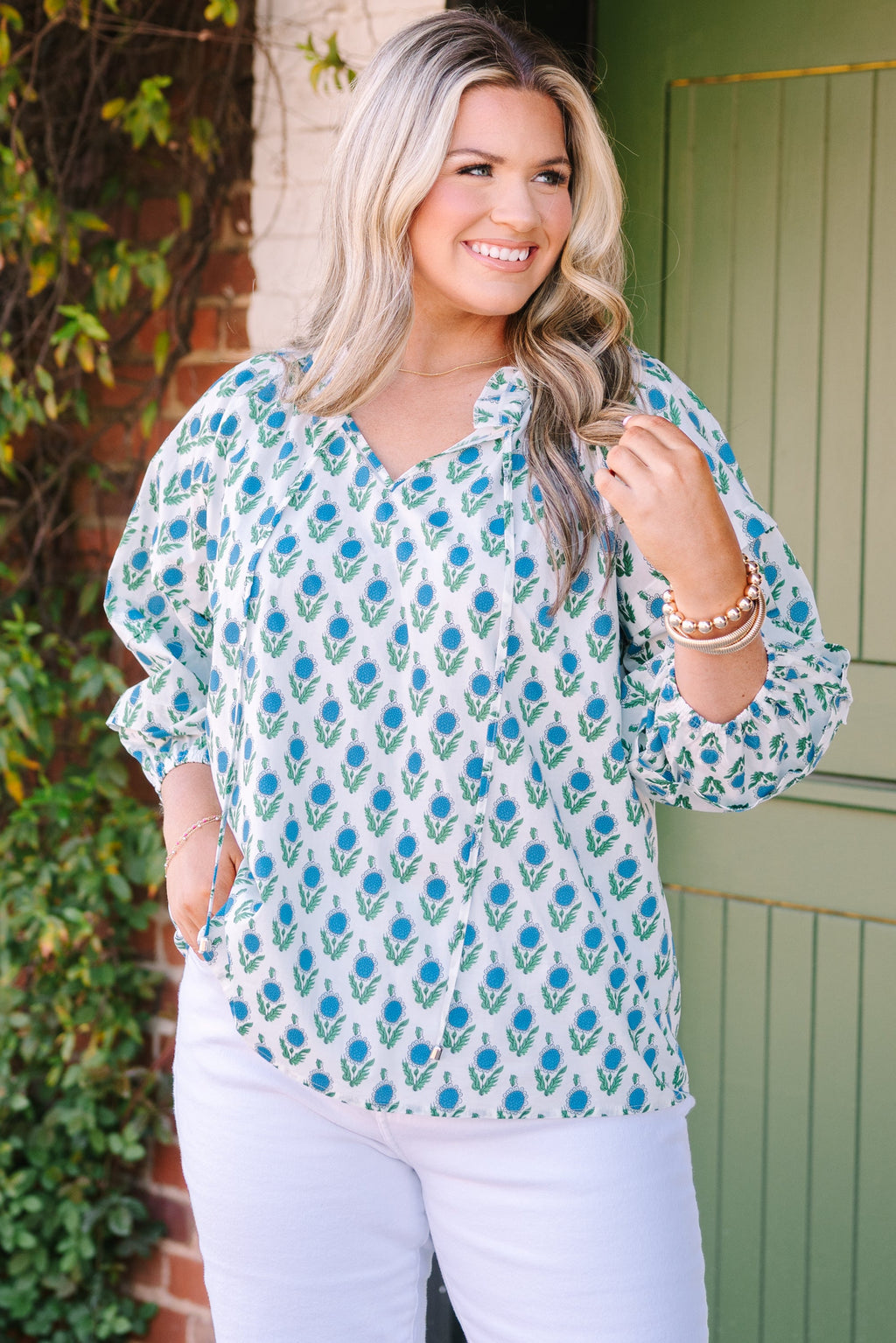 Couldn't Be Better Top, White-Blue