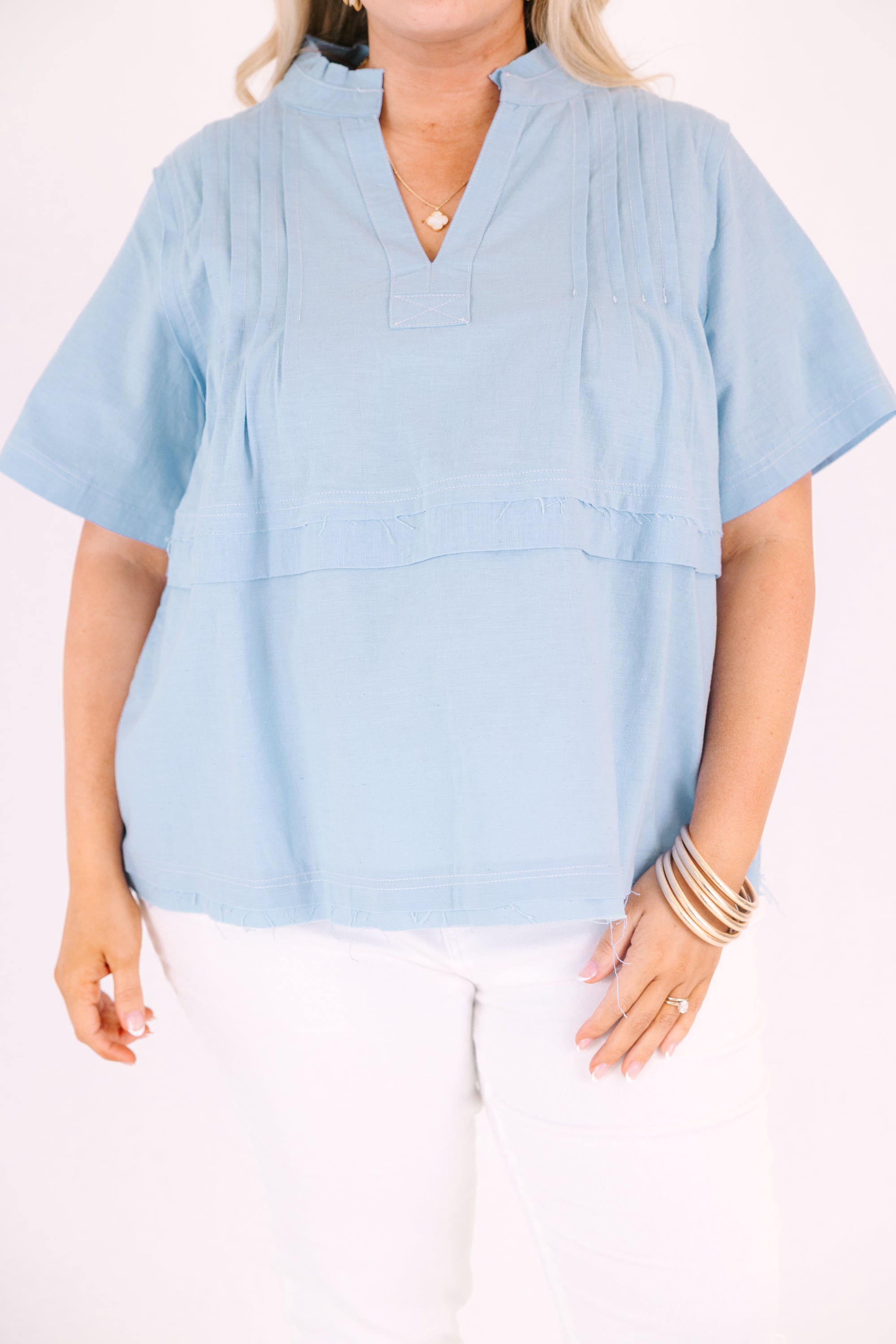 Countryside Trip Top, Light Blue