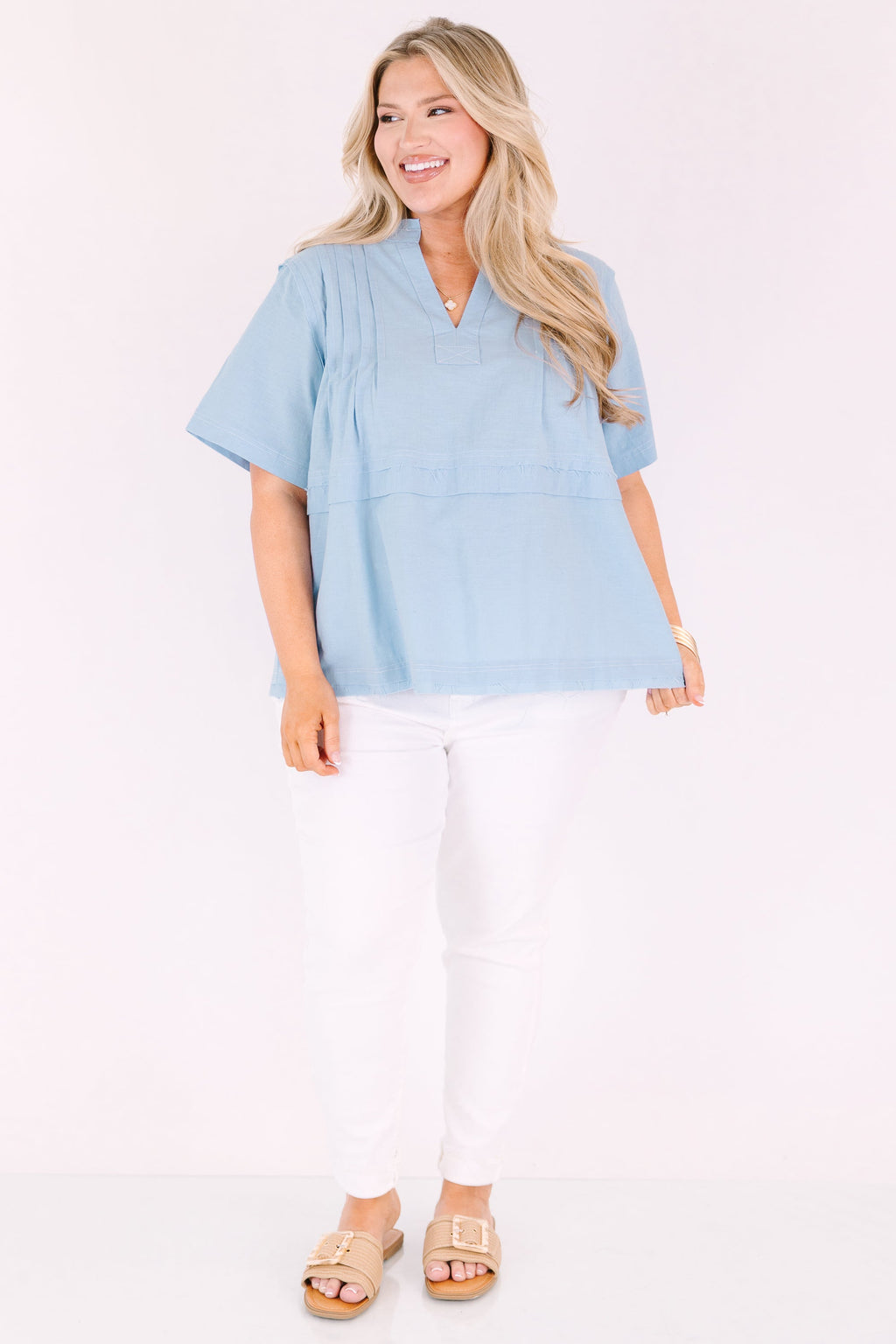 Countryside Trip Top, Light Blue