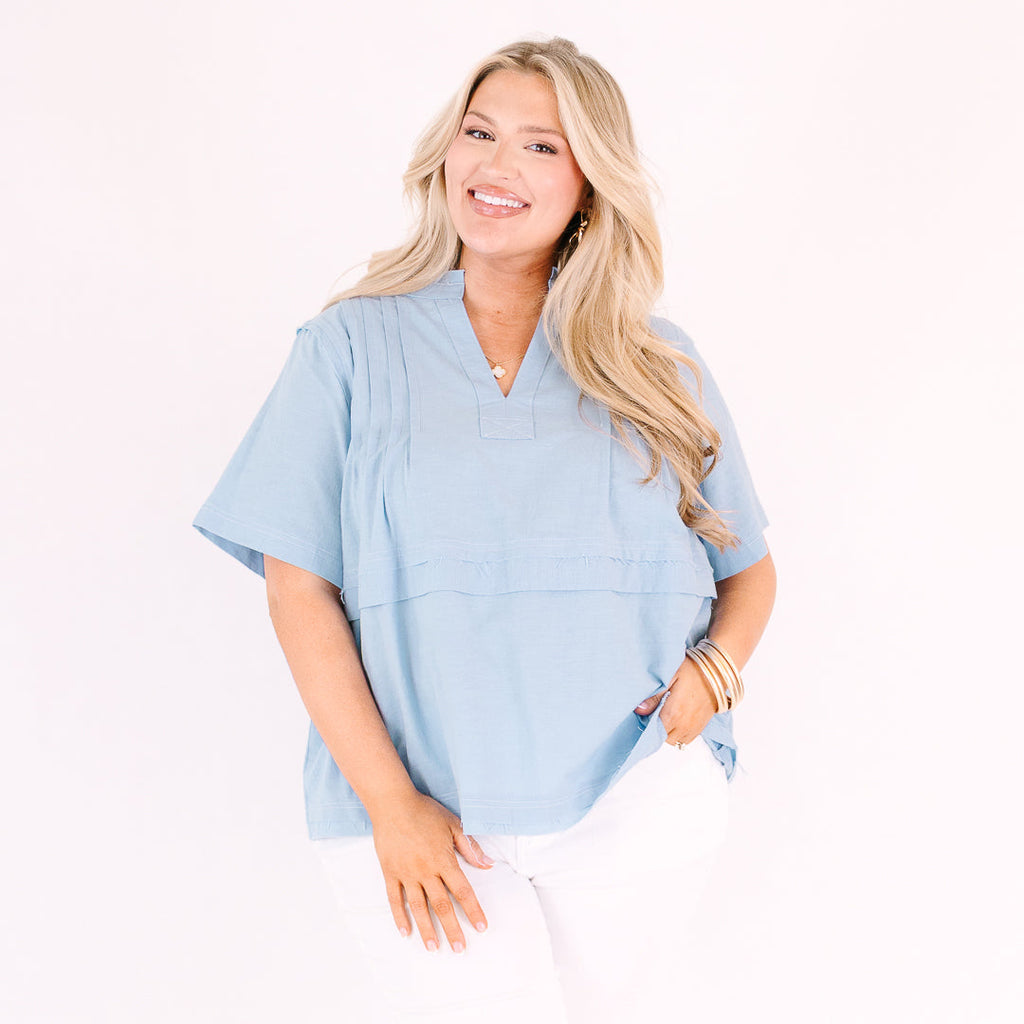 Countryside Trip Top, Light Blue