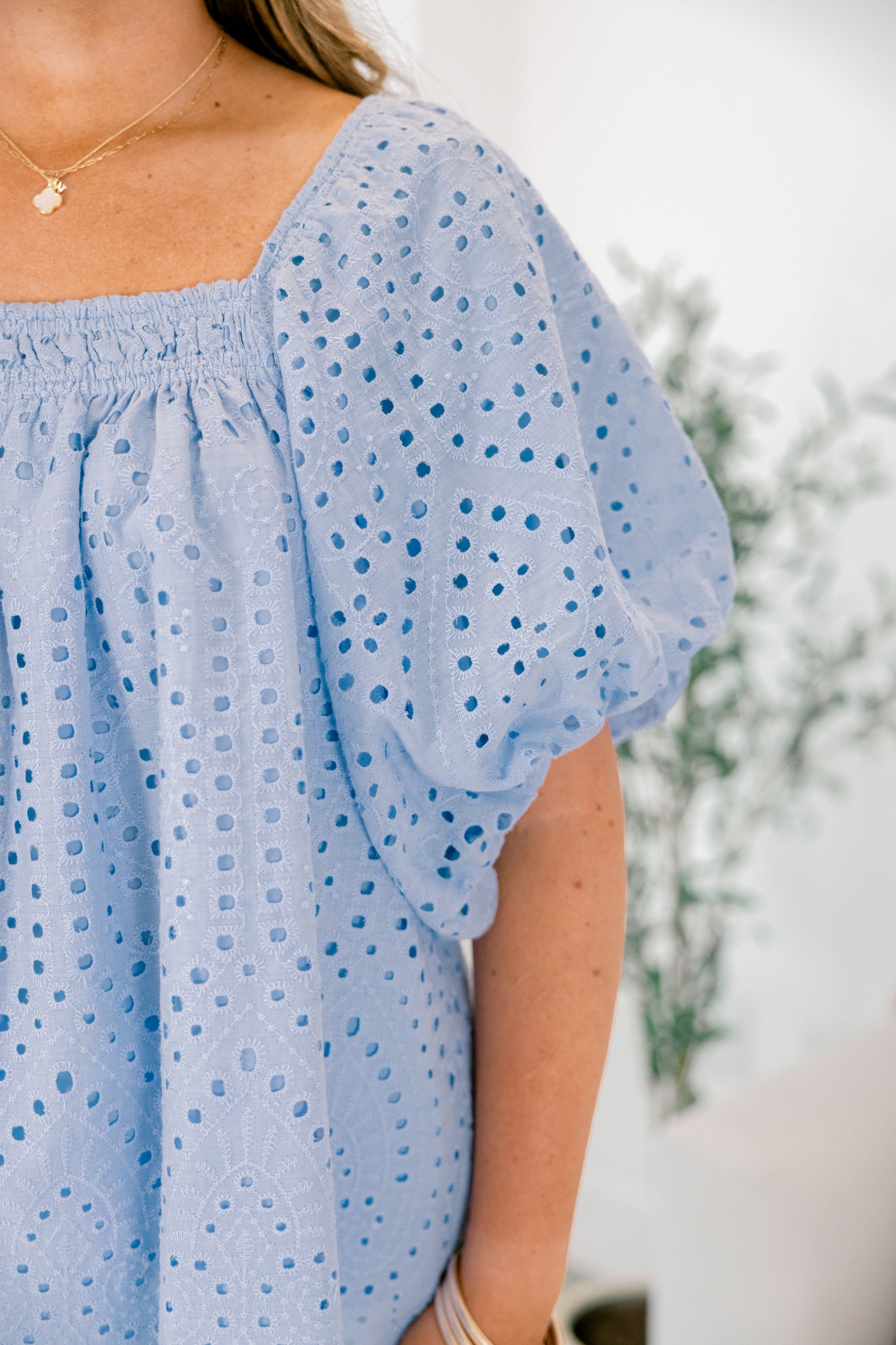 Cozy Love Top, Blue Eyelet