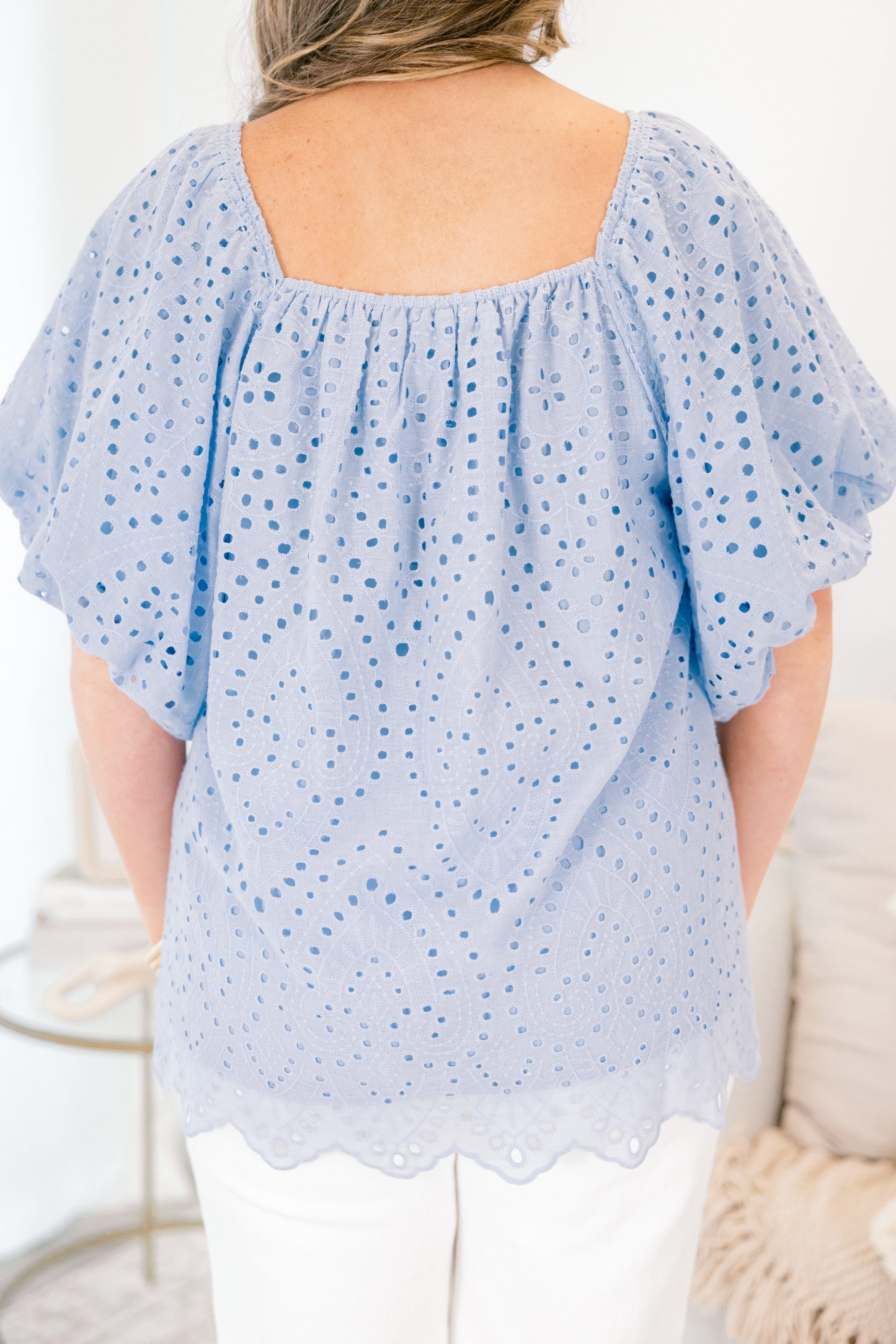 Cozy Love Top, Blue Eyelet