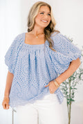 Cozy Love Top, Blue Eyelet