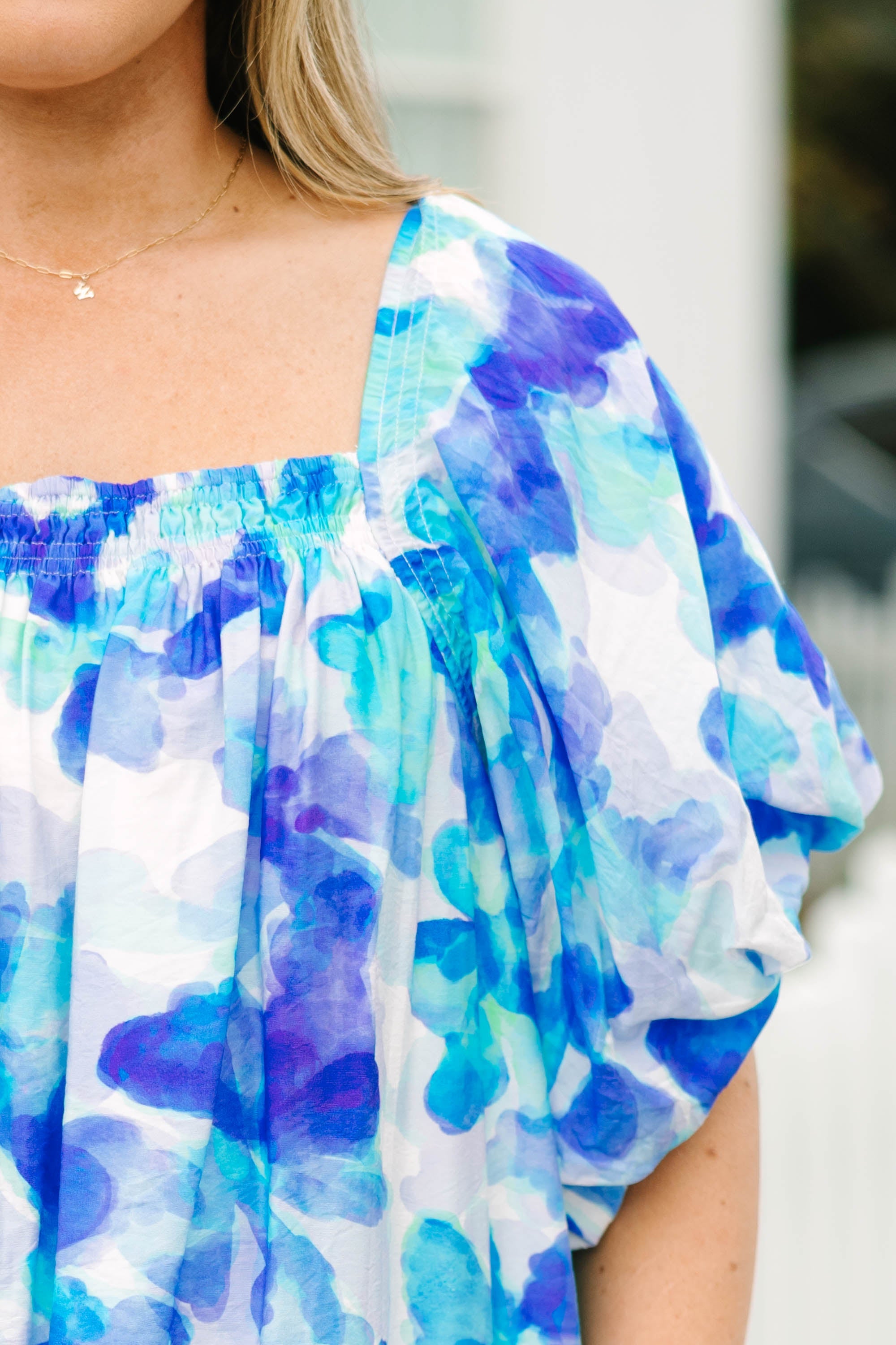 Cozy Love Top, Blue Watercolor