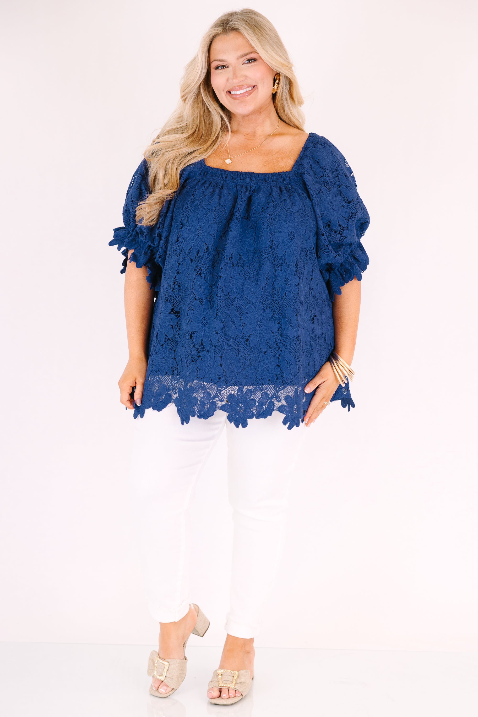 Cozy Love Top, Navy Lace