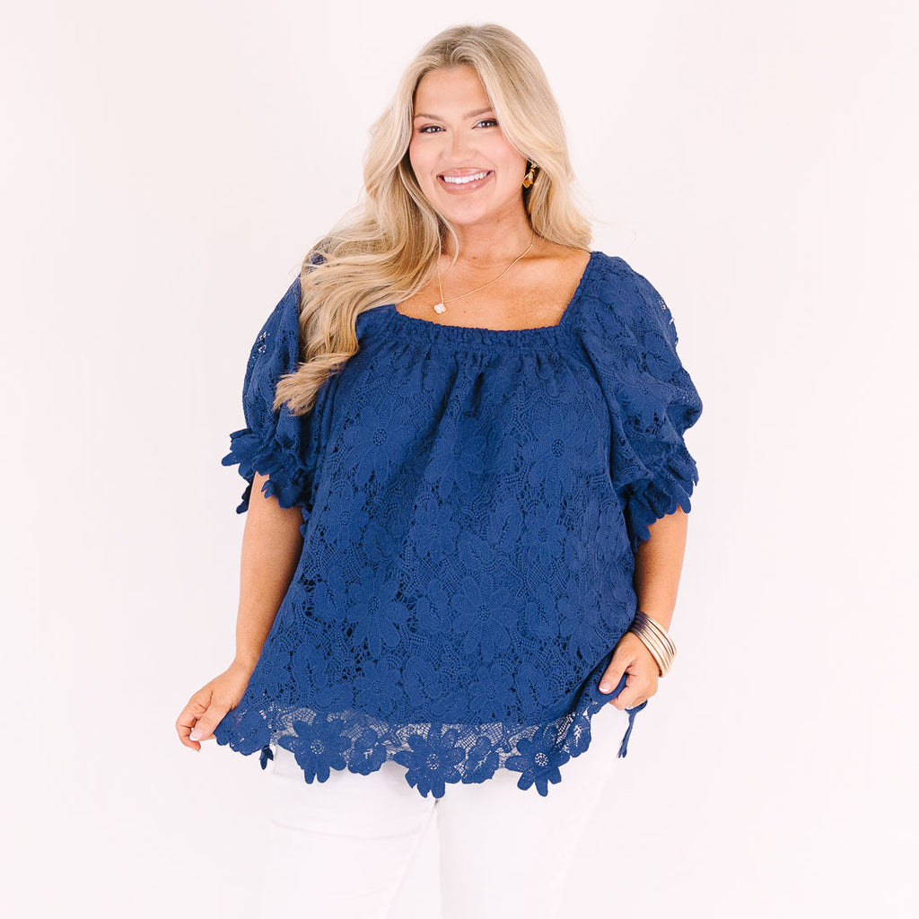 Cozy Love Top, Navy Lace