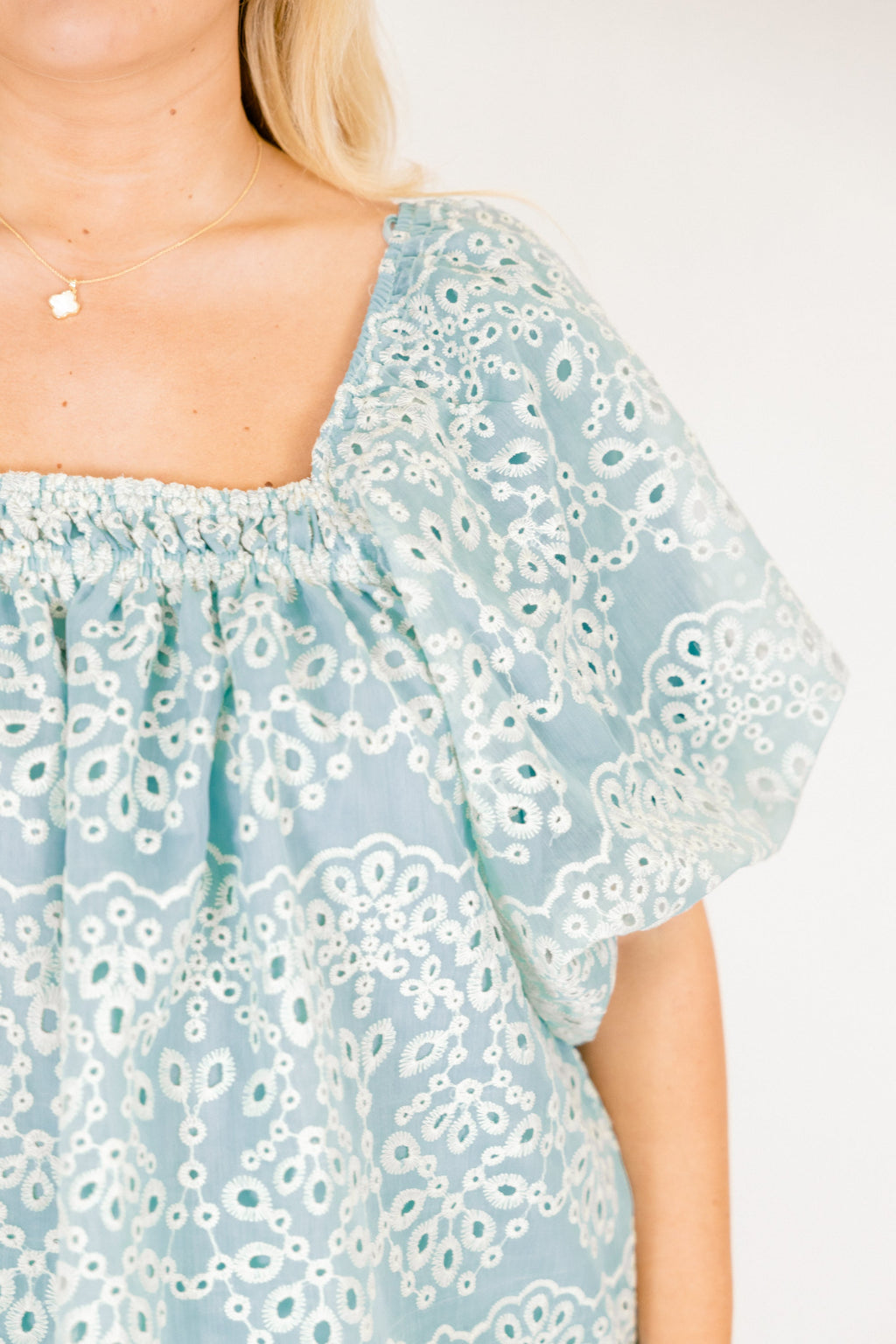Cozy Love Top, Teal Eyelet