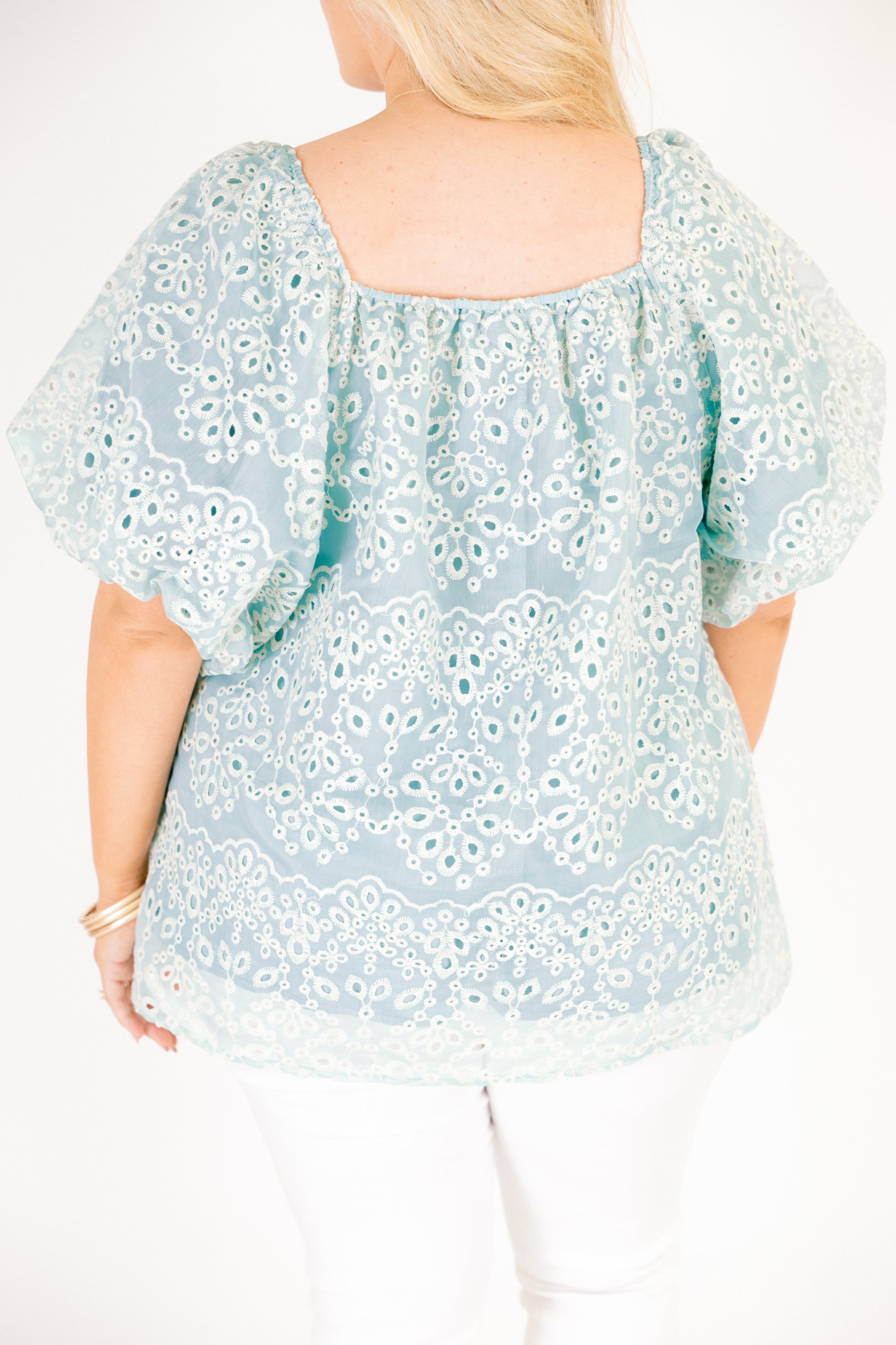 Cozy Love Top, Teal Eyelet
