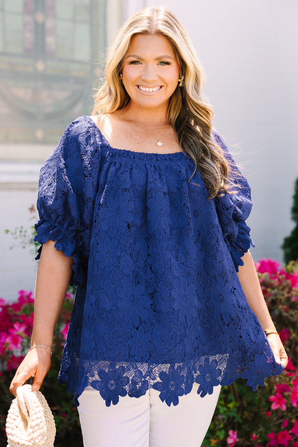 Cozy Love Top, Navy Lace