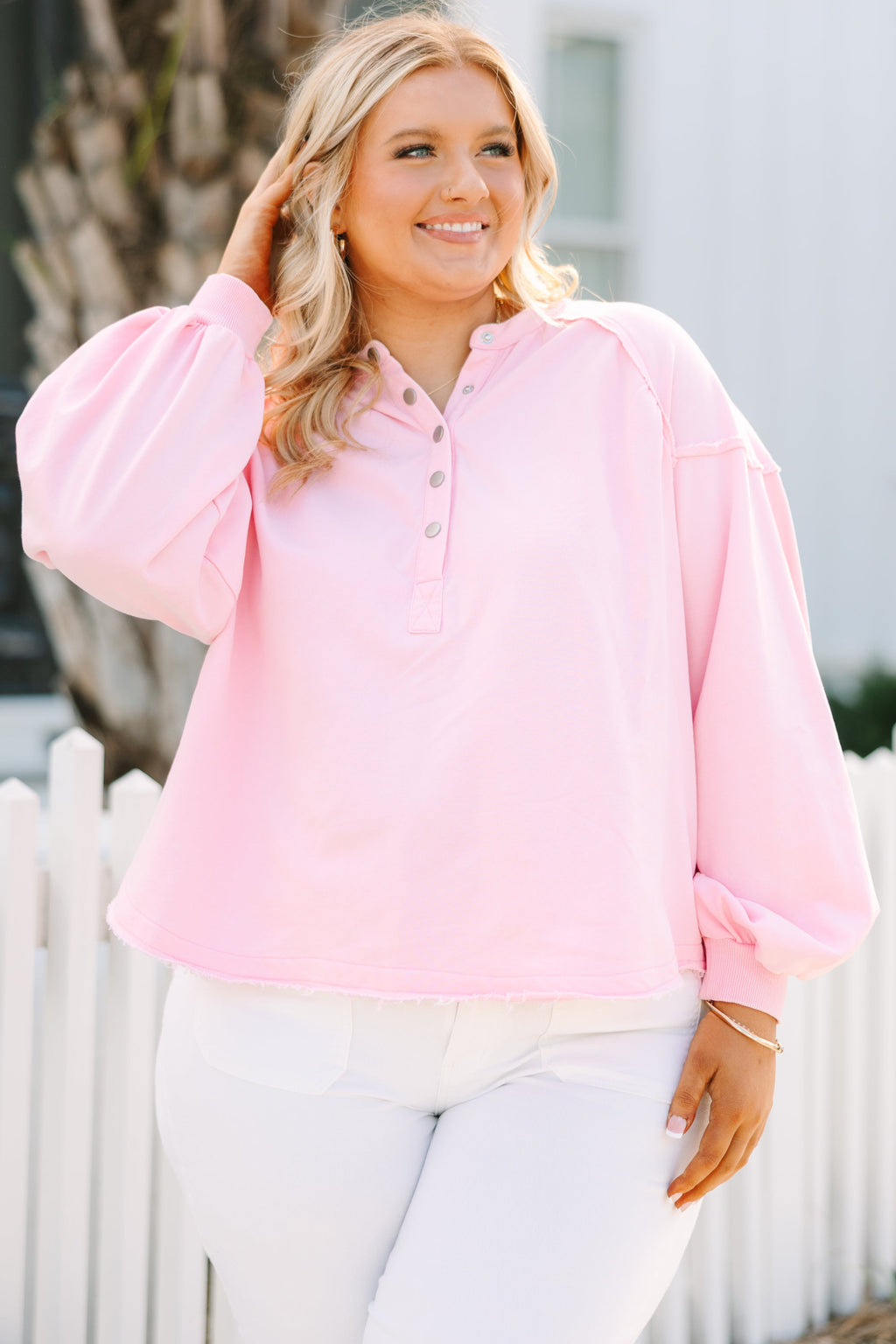 Crimson Sunset Pullover, Light Pink