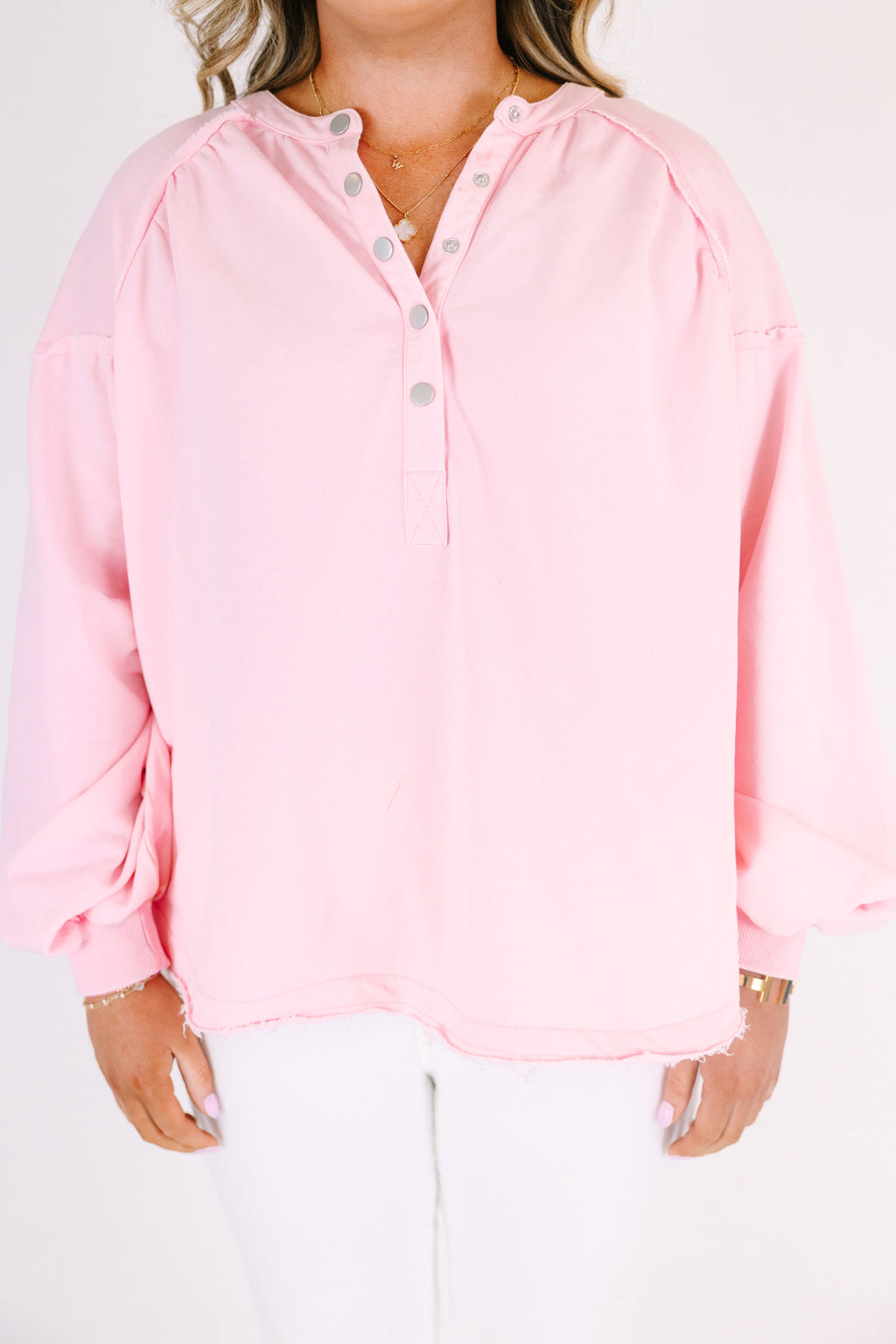 Crimson Sunset Pullover, Light Pink