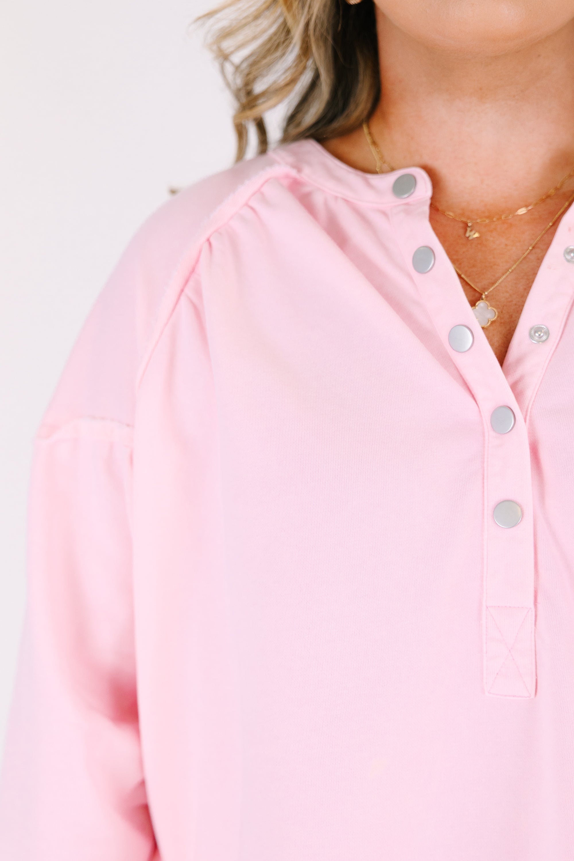 Crimson Sunset Pullover, Light Pink