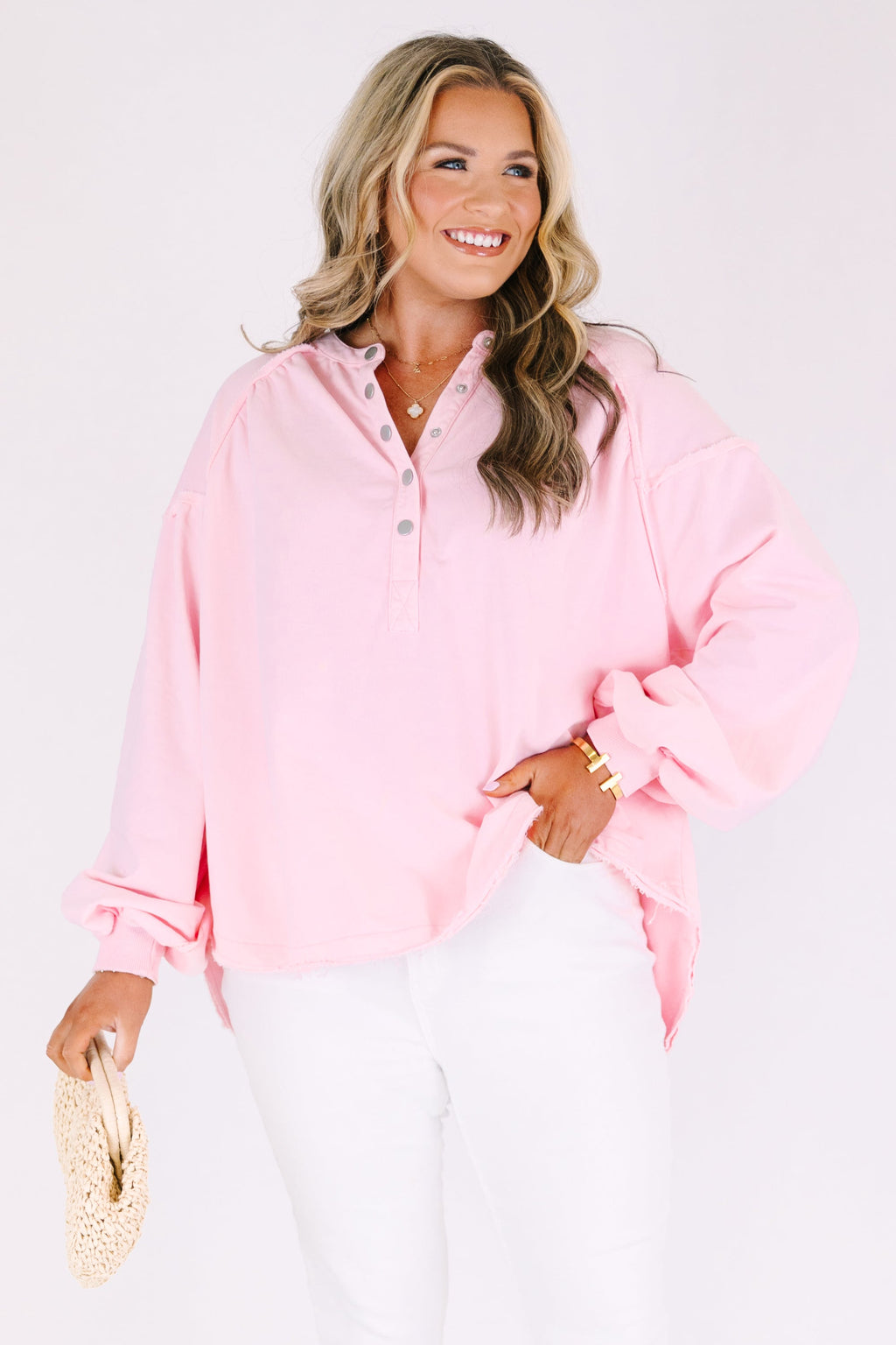 Crimson Sunset Pullover, Light Pink