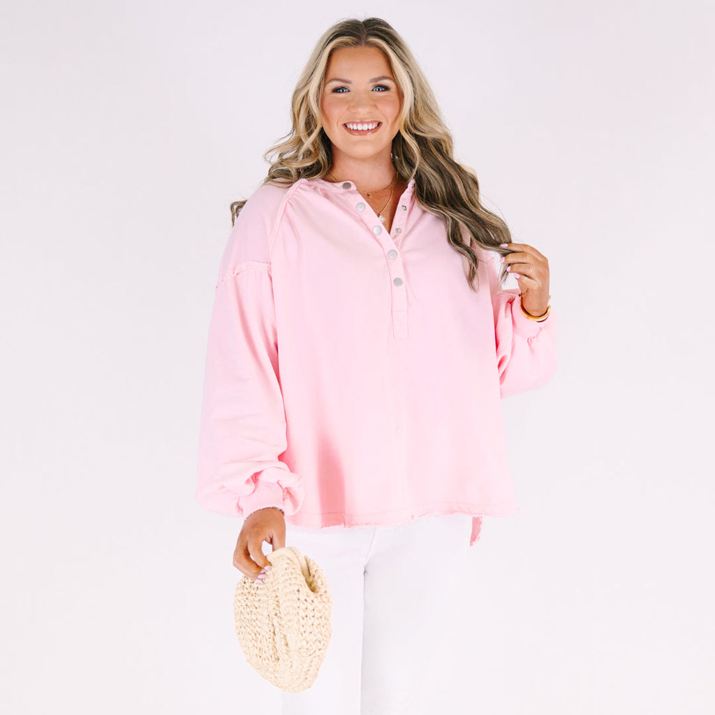 Crimson Sunset Pullover, Light Pink