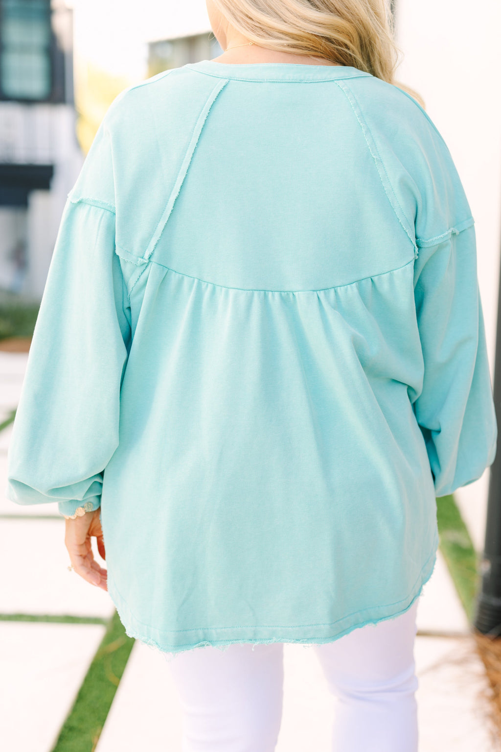 Crimson Sunset Pullover, Aqua