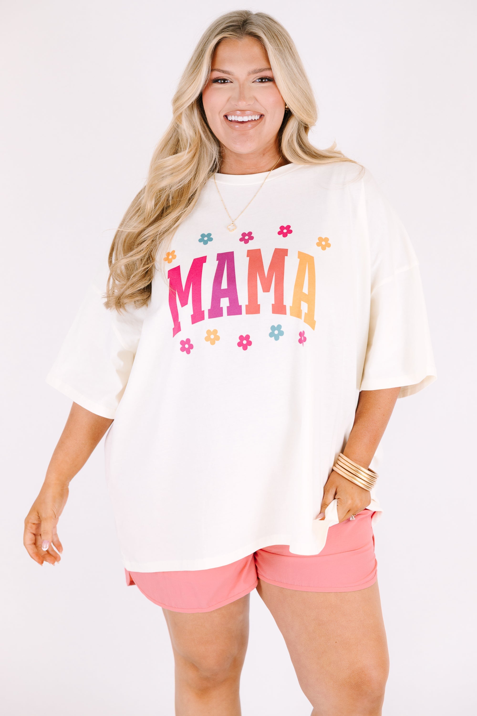 Daisy Mama Boyfriend Tee, Ivory
