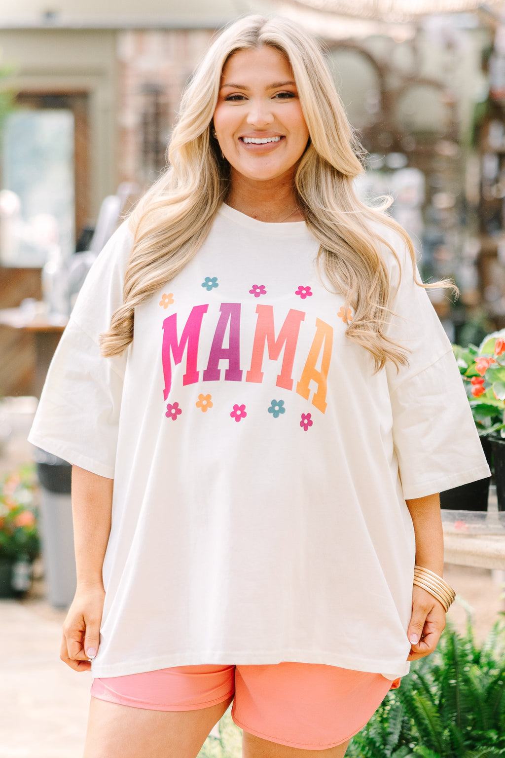 Daisy Mama Boyfriend Tee, Ivory