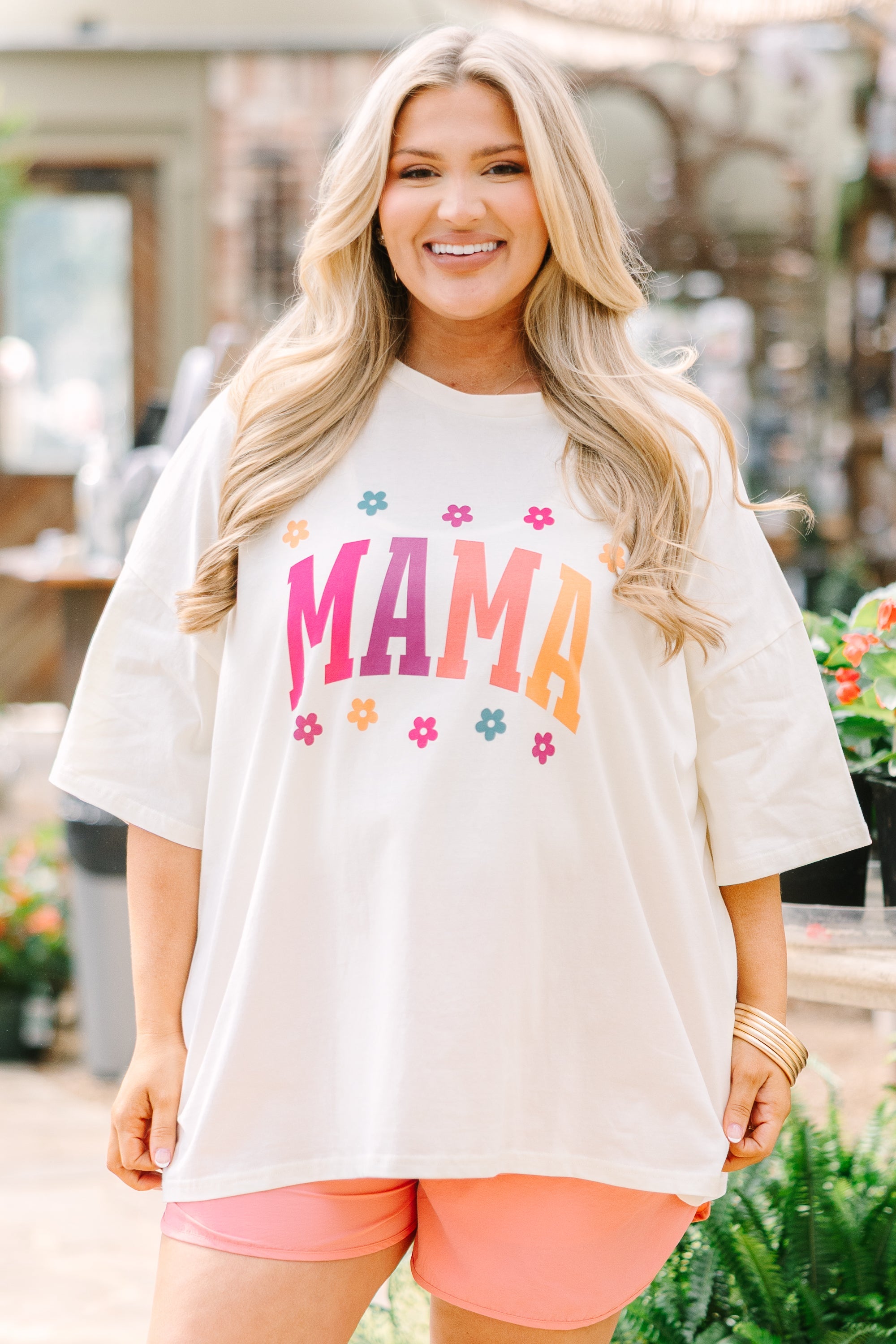 Daisy Mama Boyfriend Tee, Ivory