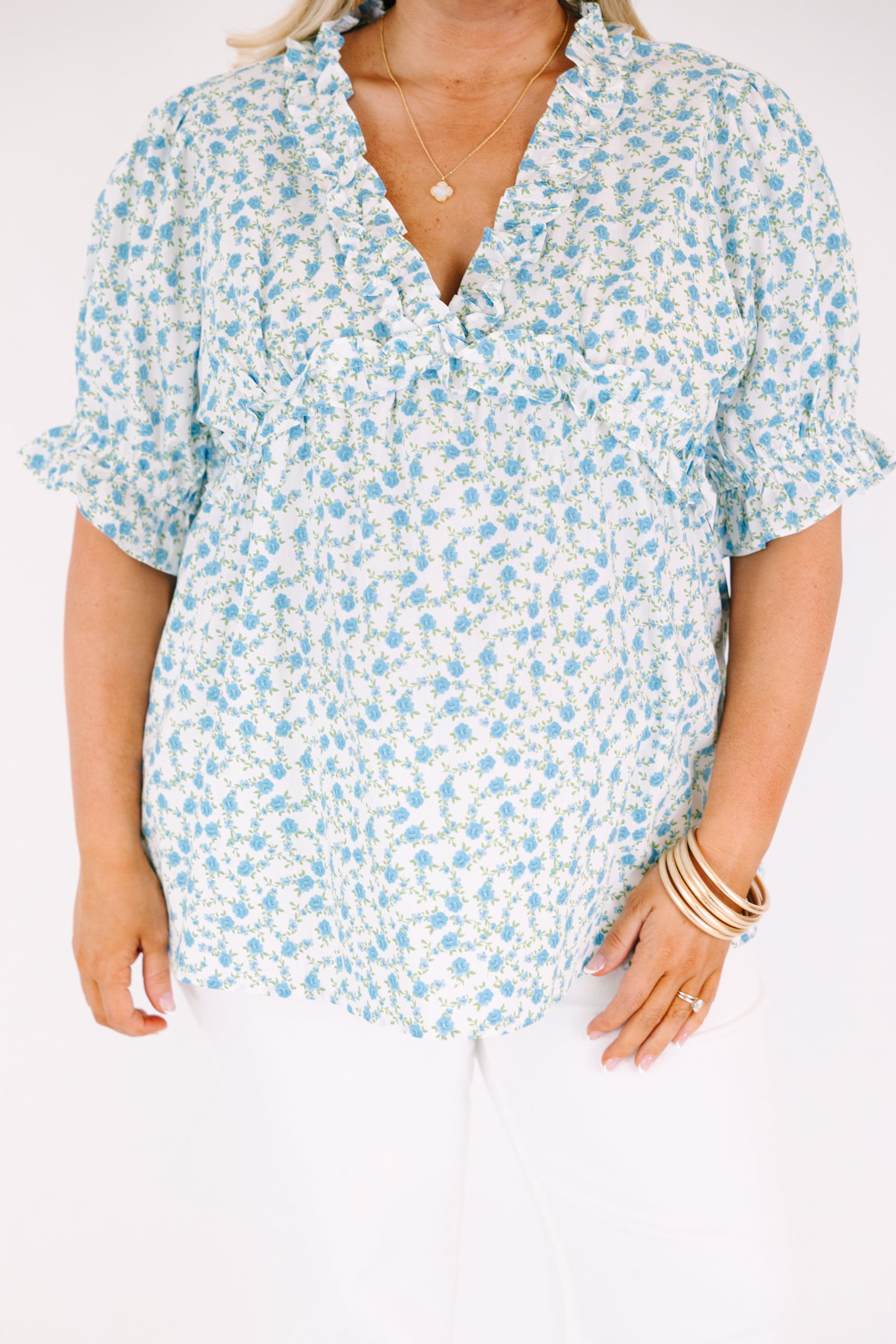 Dancing For Fun Top, Blue Floral