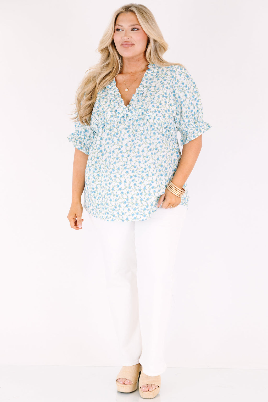 Dancing For Fun Top, Blue Floral