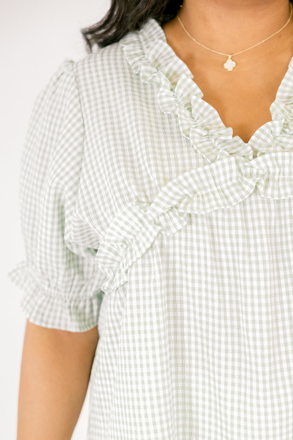 Dancing For Fun Top, Green Gingham