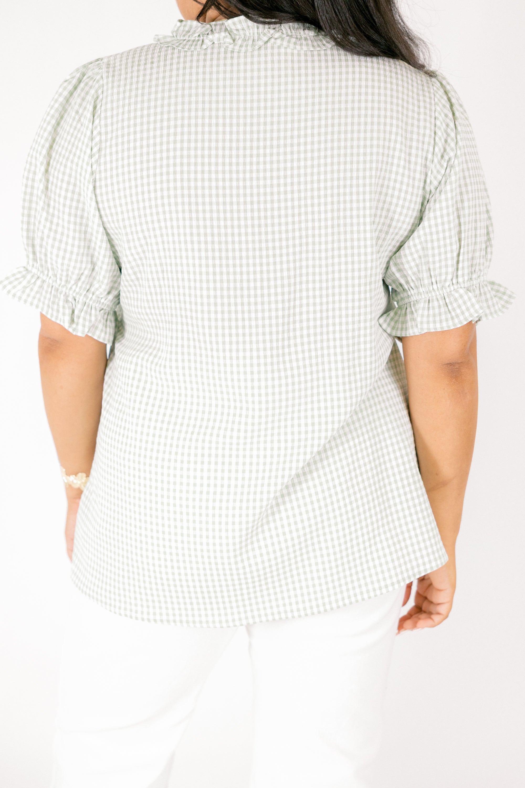 Dancing For Fun Top, Green Gingham