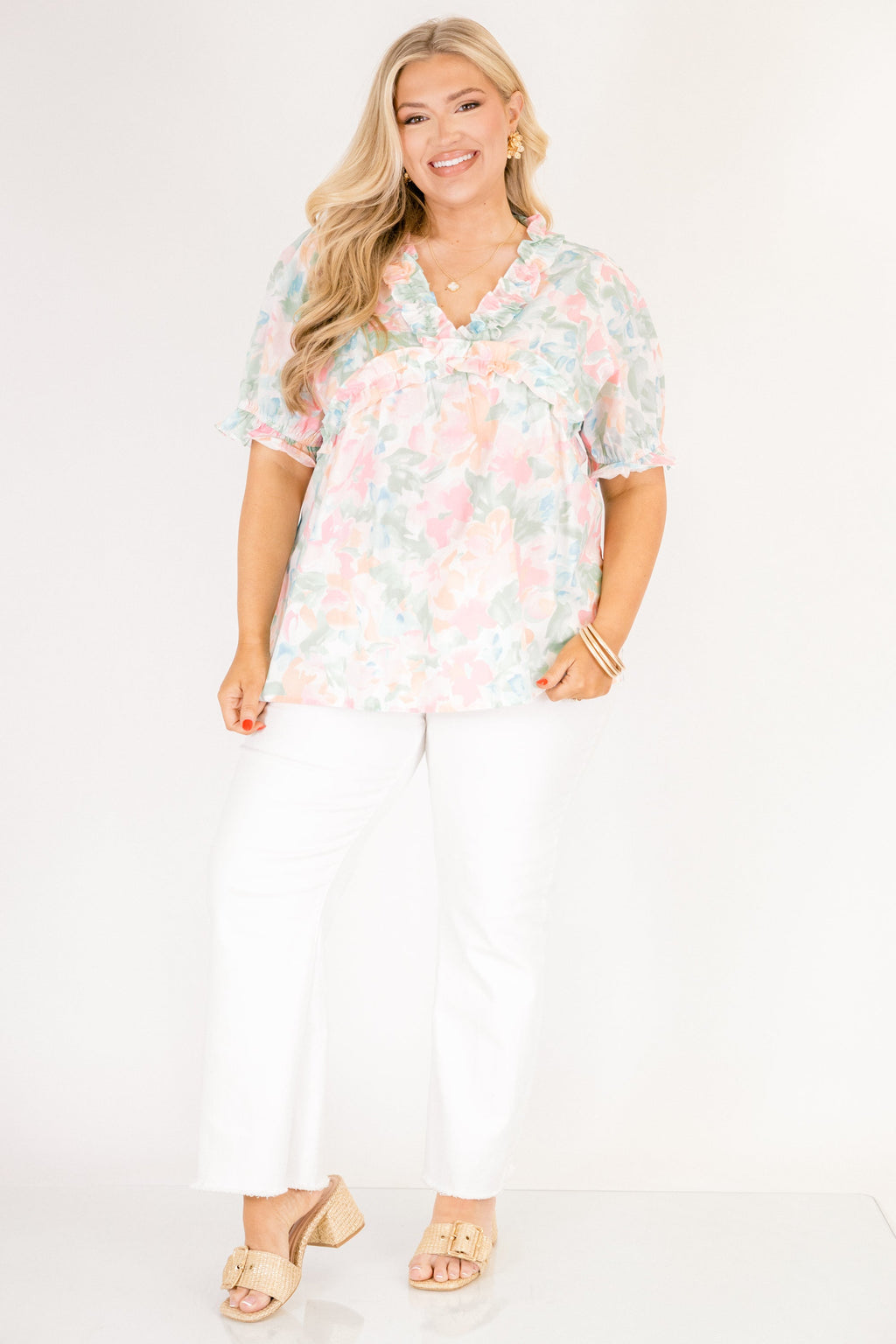 Dancing For Fun Top, Peach Floral