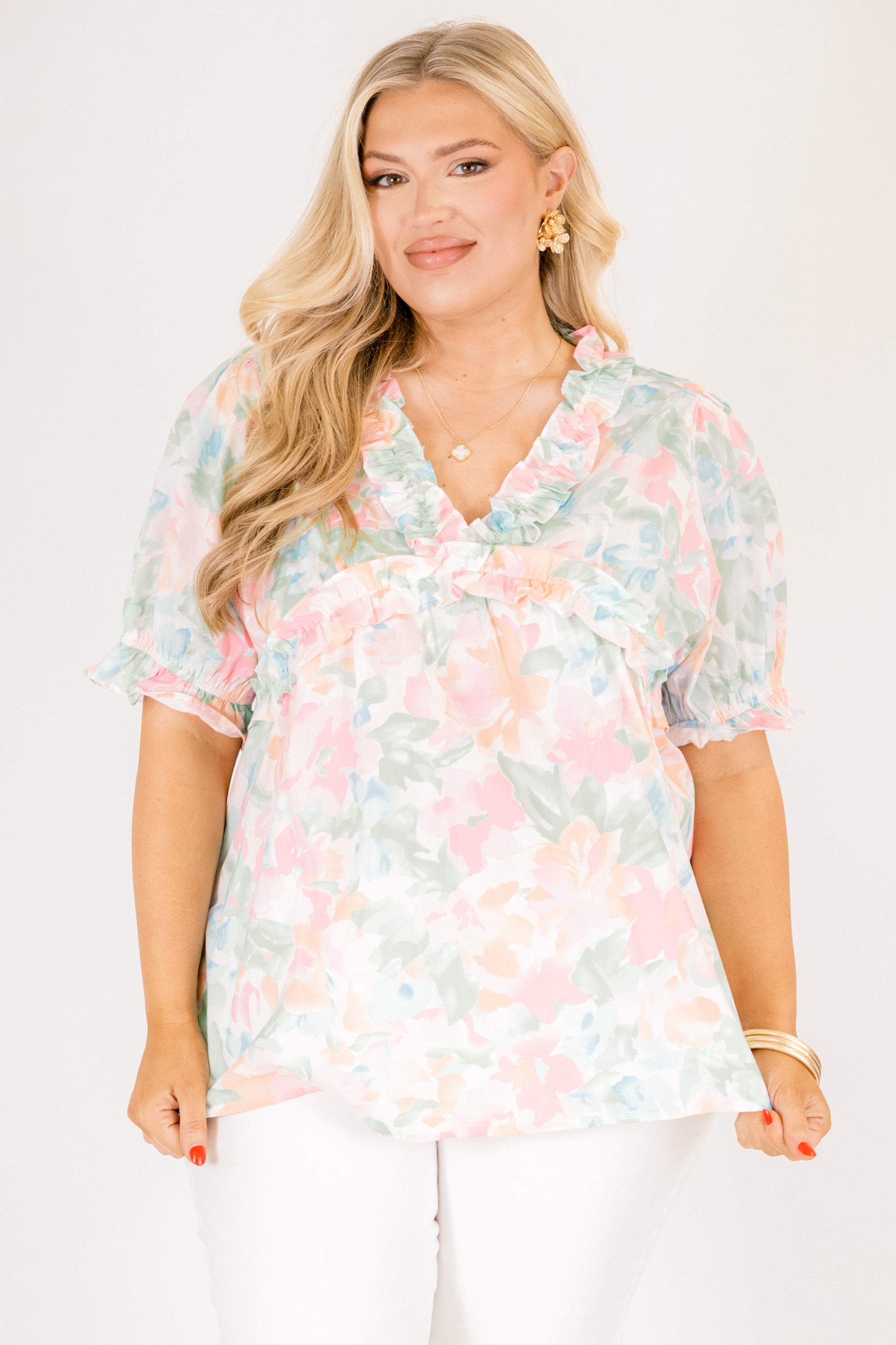 Dancing For Fun Top, Peach Floral