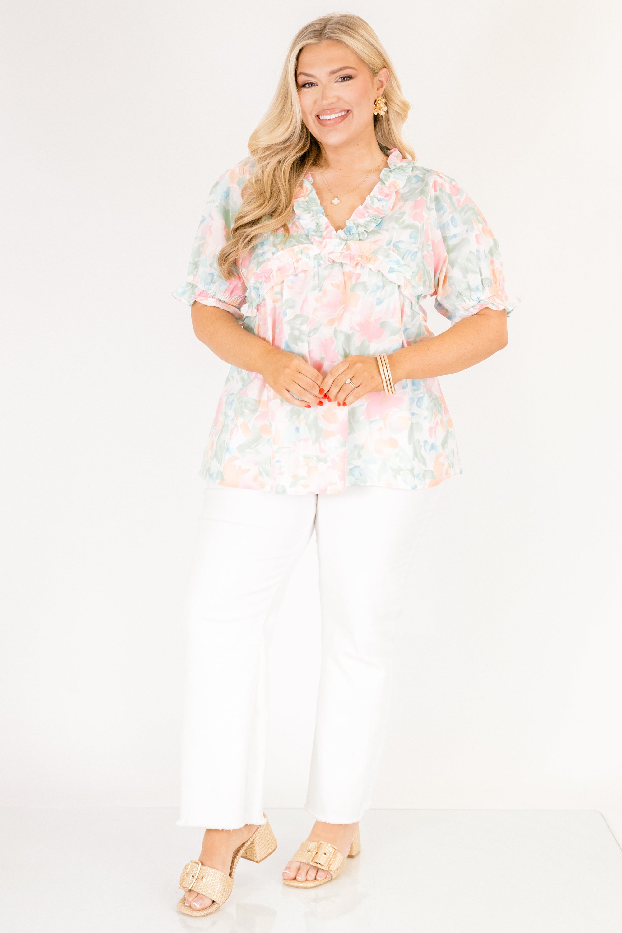 Dancing For Fun Top, Peach Floral