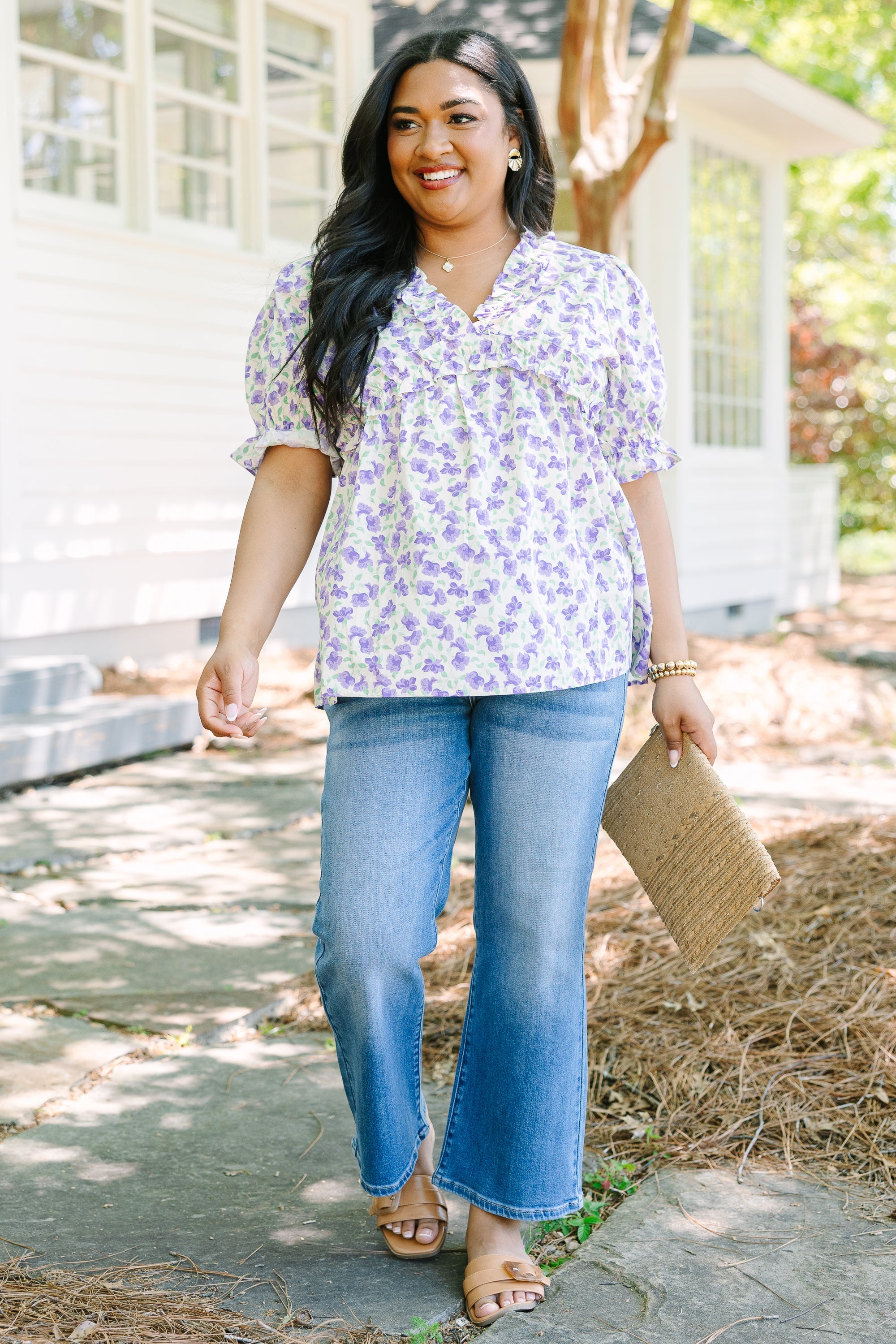 Dancing For Fun Top, Purple Floral