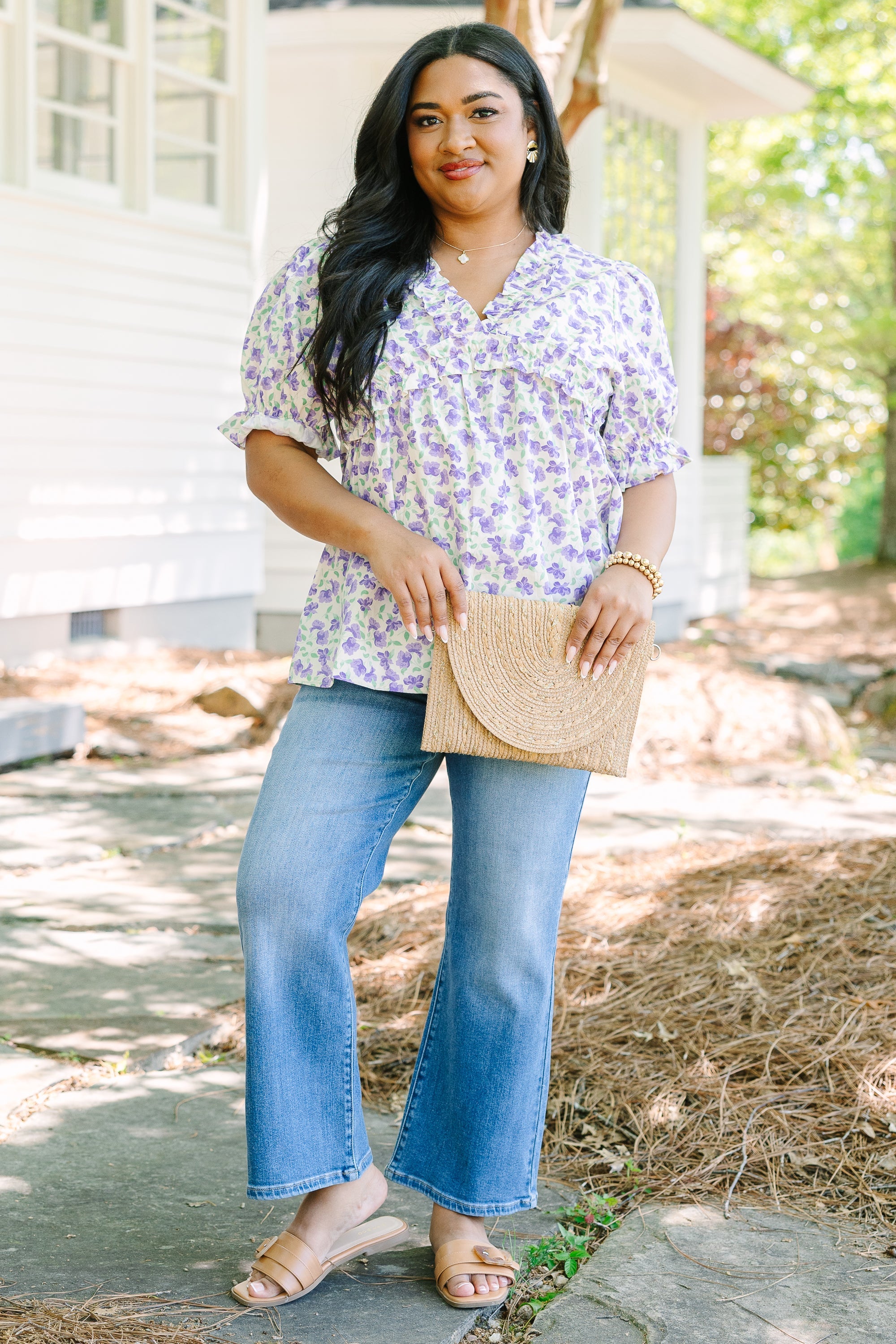 Dancing For Fun Top, Purple Floral