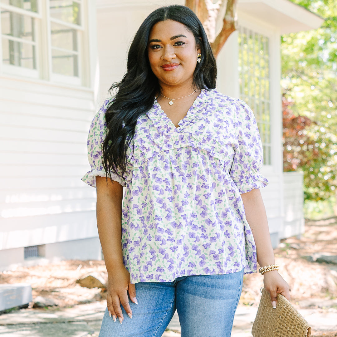 Dancing For Fun Top, Purple Floral