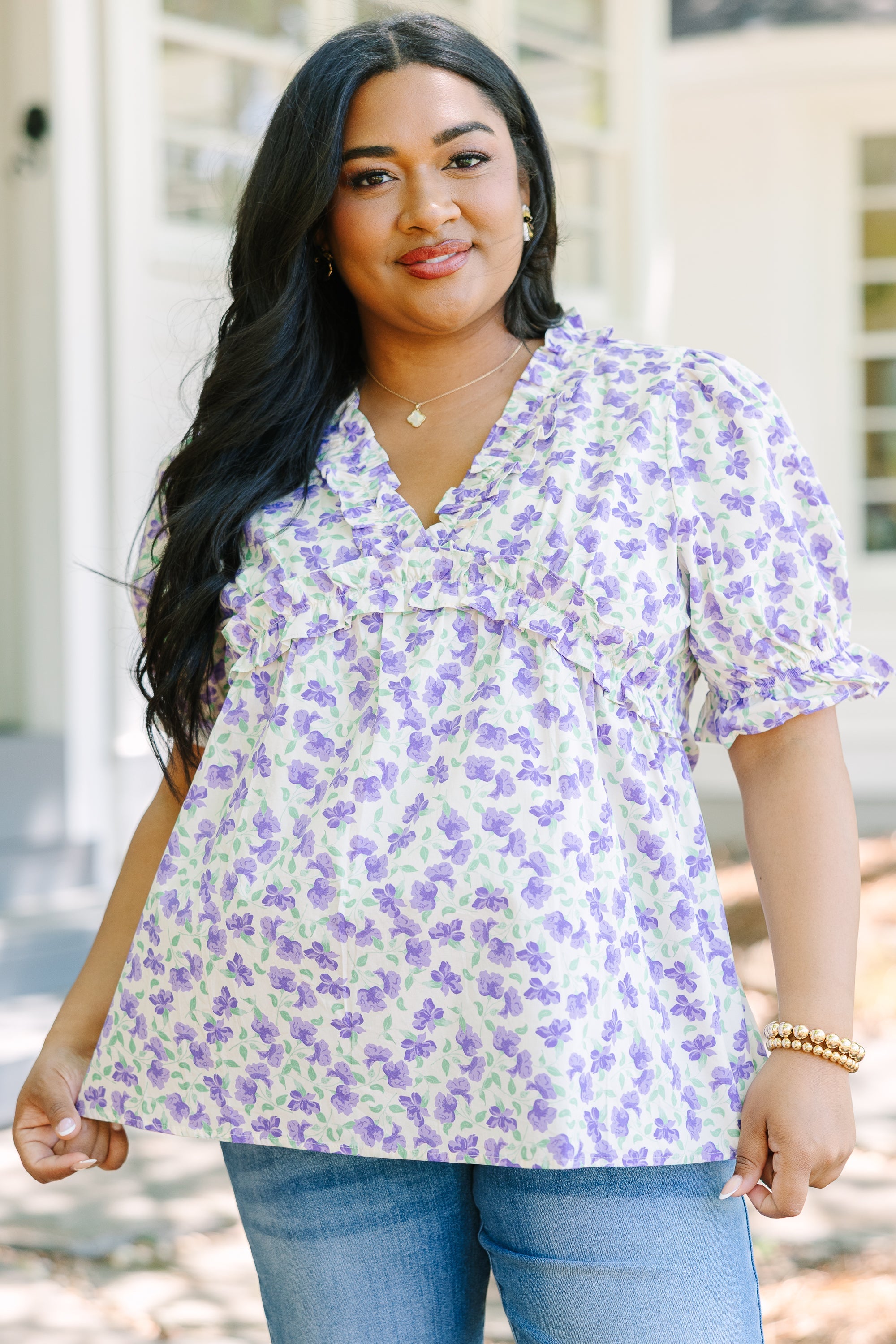 Dancing For Fun Top, Purple Floral