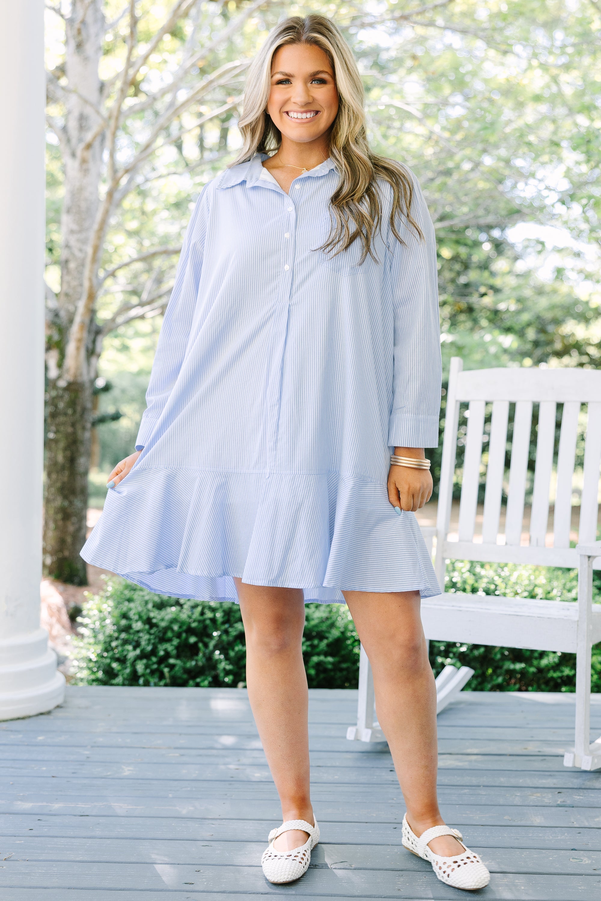 Days Like Today Dress, Blue Stripe