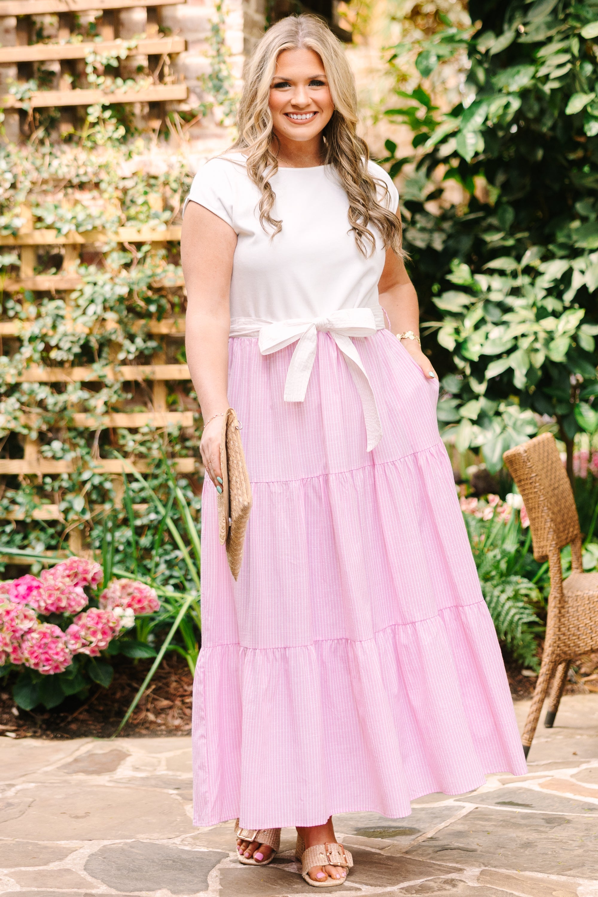 Doing It My Way Dress, Pink Stripe