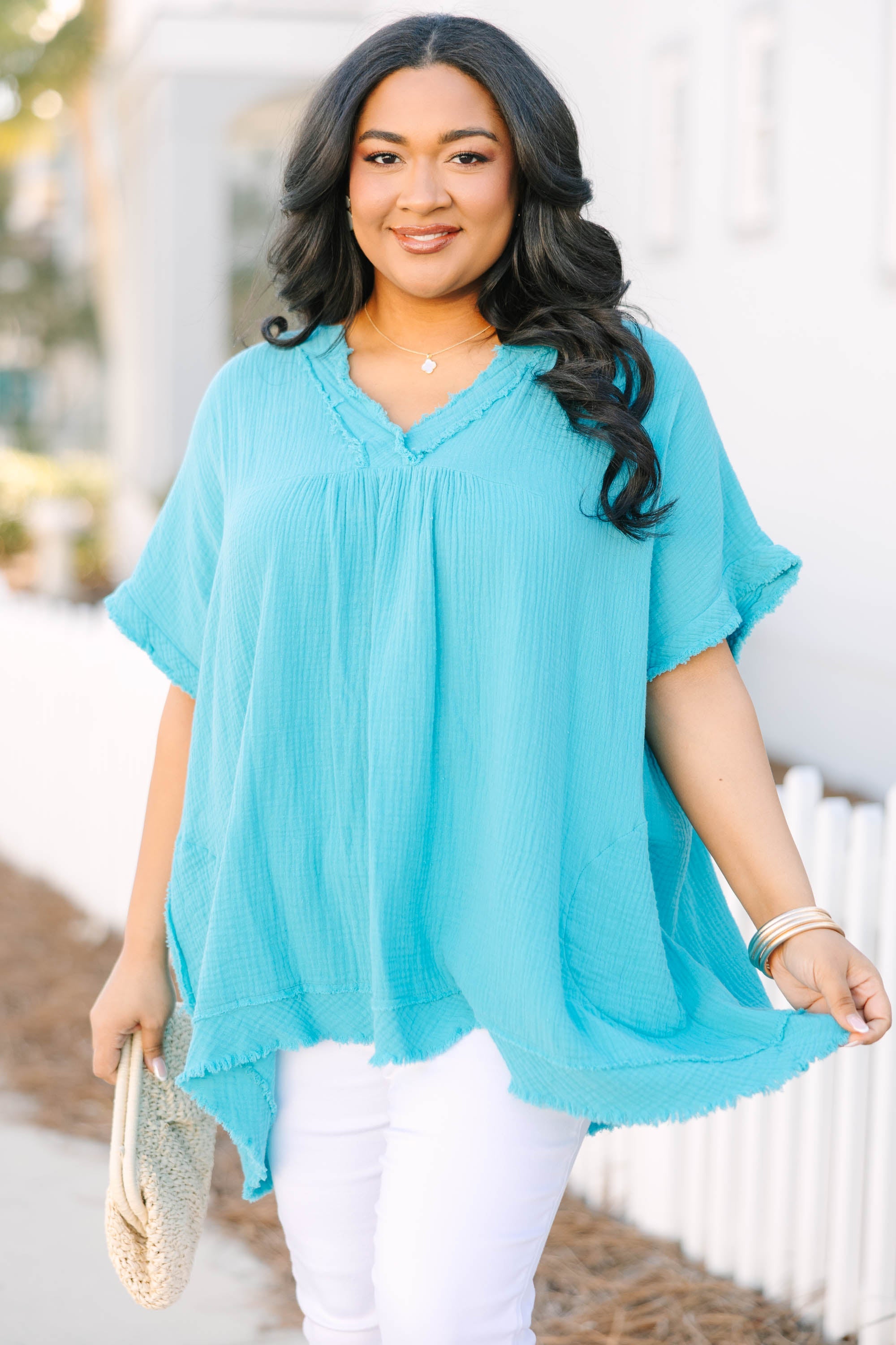 Don't Keep Me Away Top, Teal