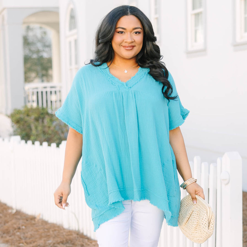 Don't Keep Me Away Top, Teal