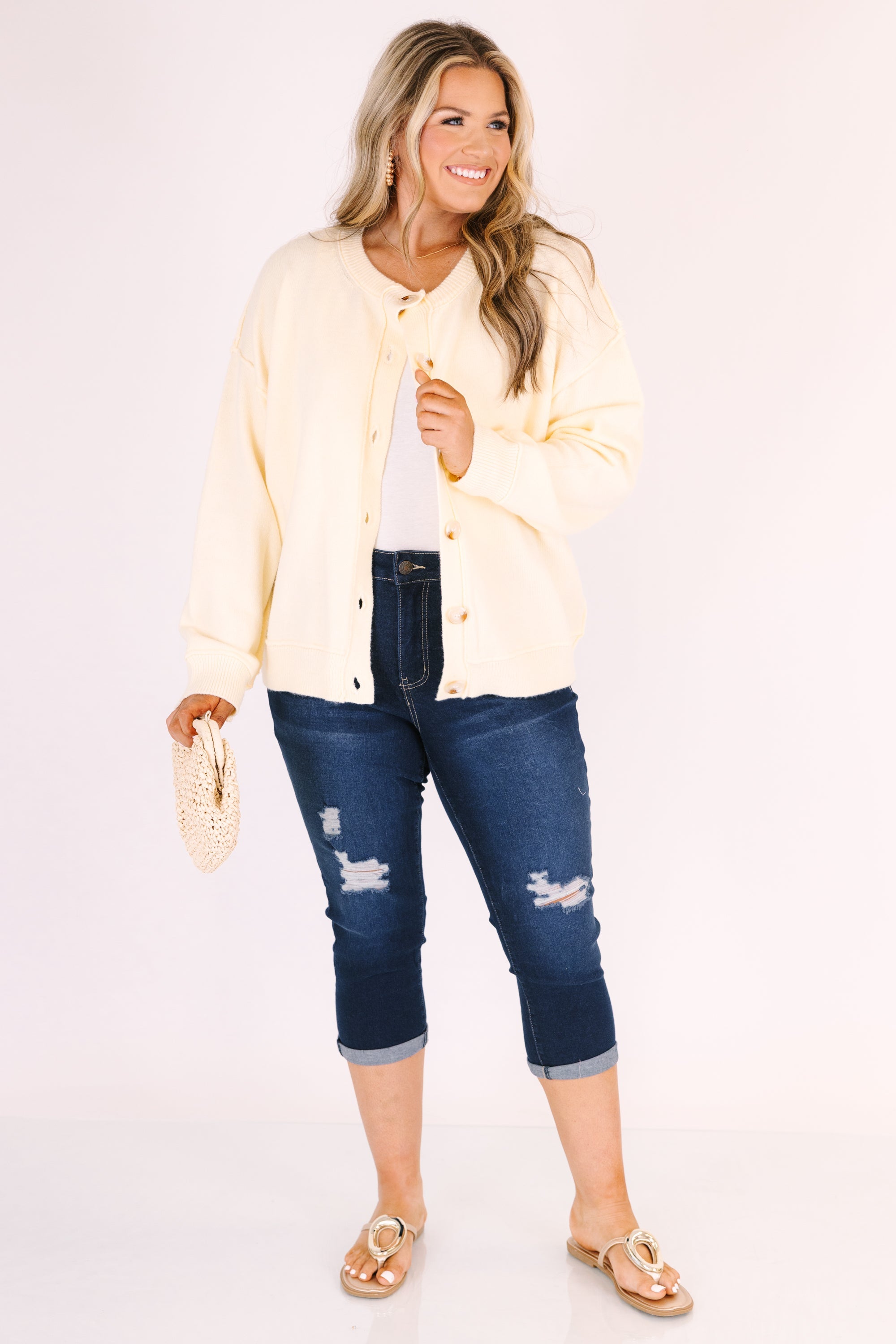 Dream, Wish And Believe Capris, Dark Wash