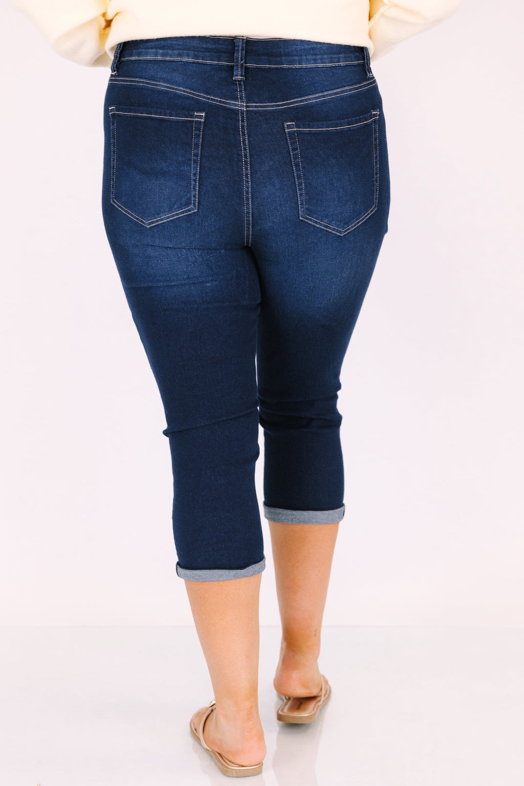 Dream, Wish And Believe Capris, Dark Wash